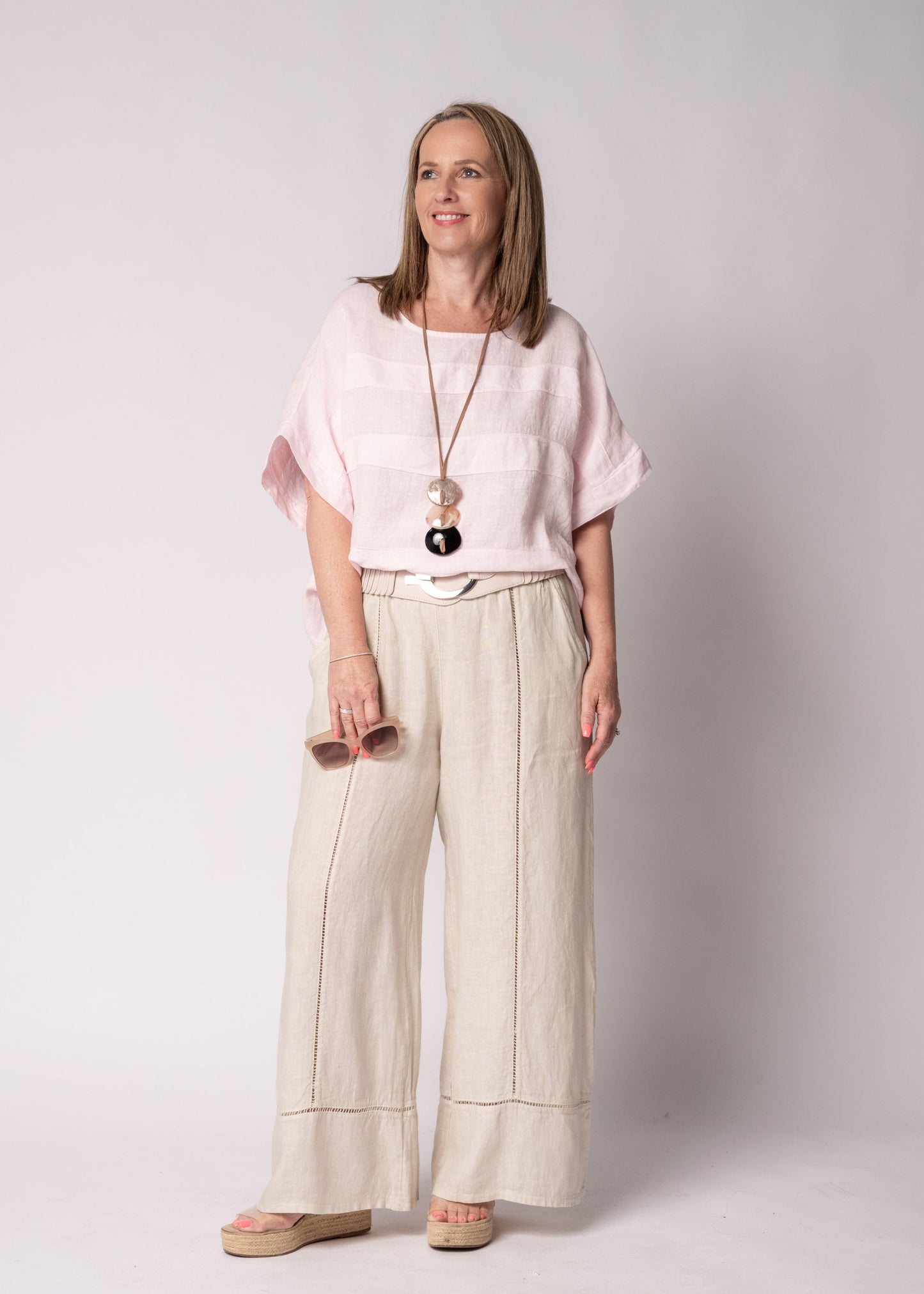 Korra Linen Top in Modena Pink