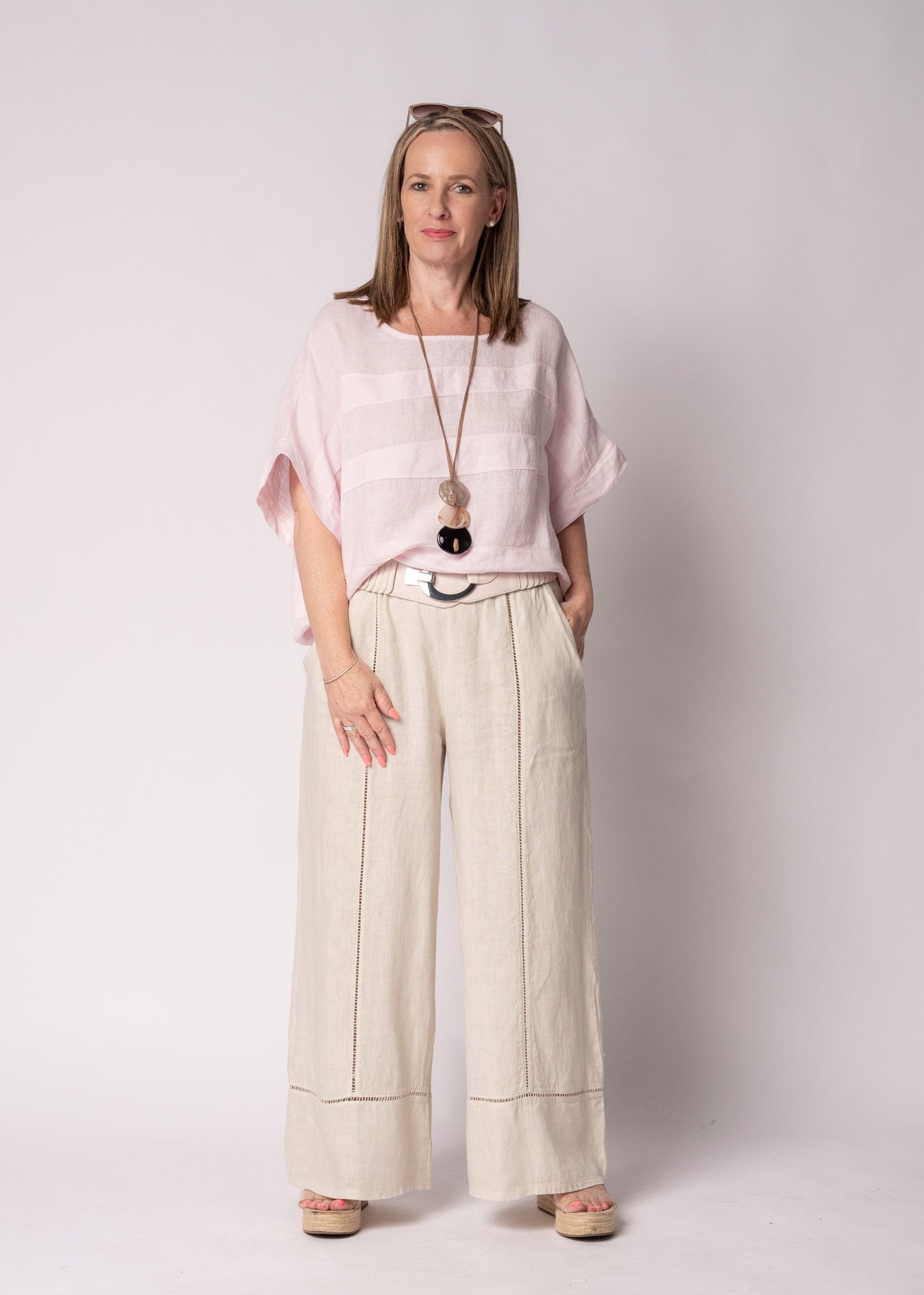 Korra Linen Top in Modena Pink