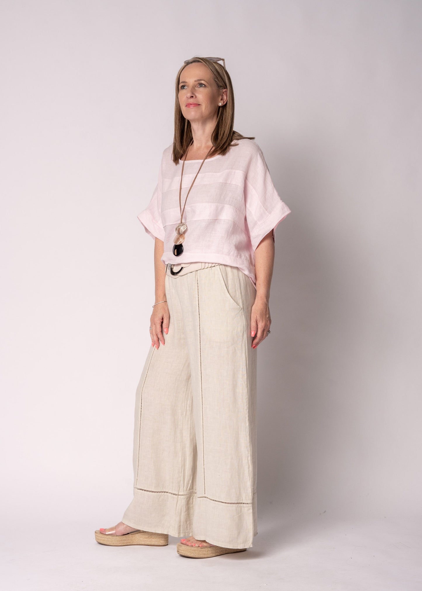 Korra Linen Top in Modena Pink