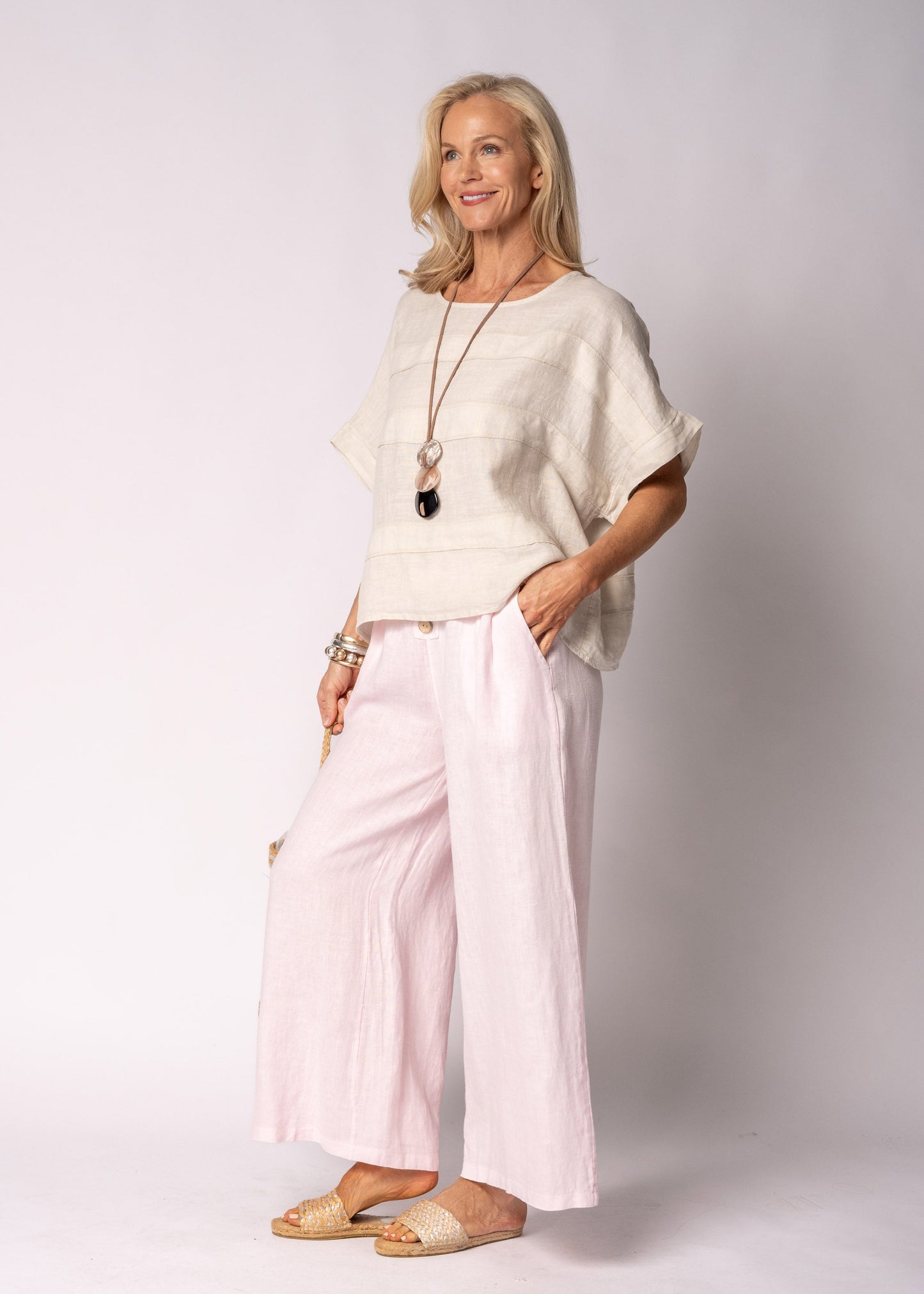 Korra Linen Top in Latte