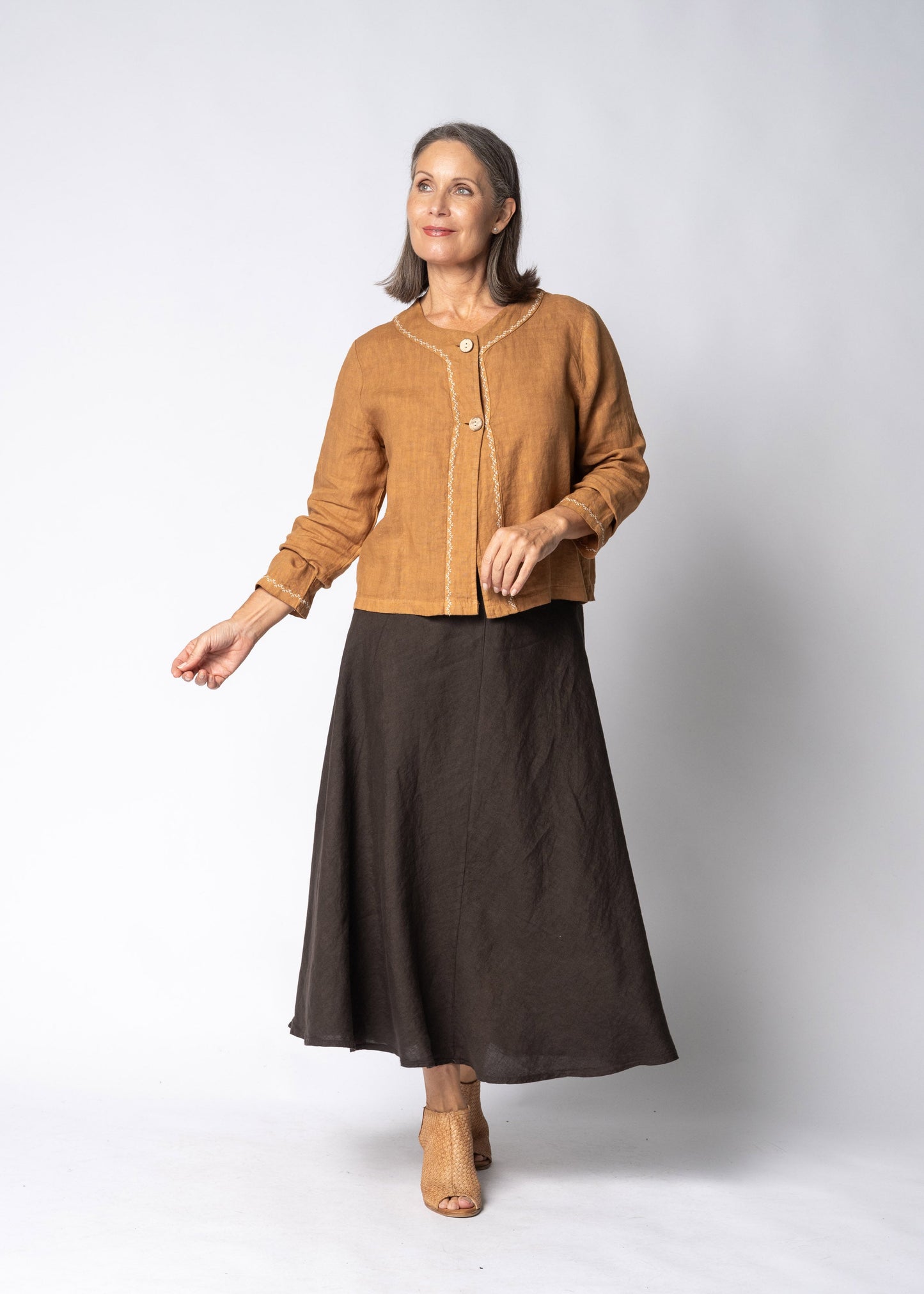 Teresa Linen Jacket in Sahara Sand