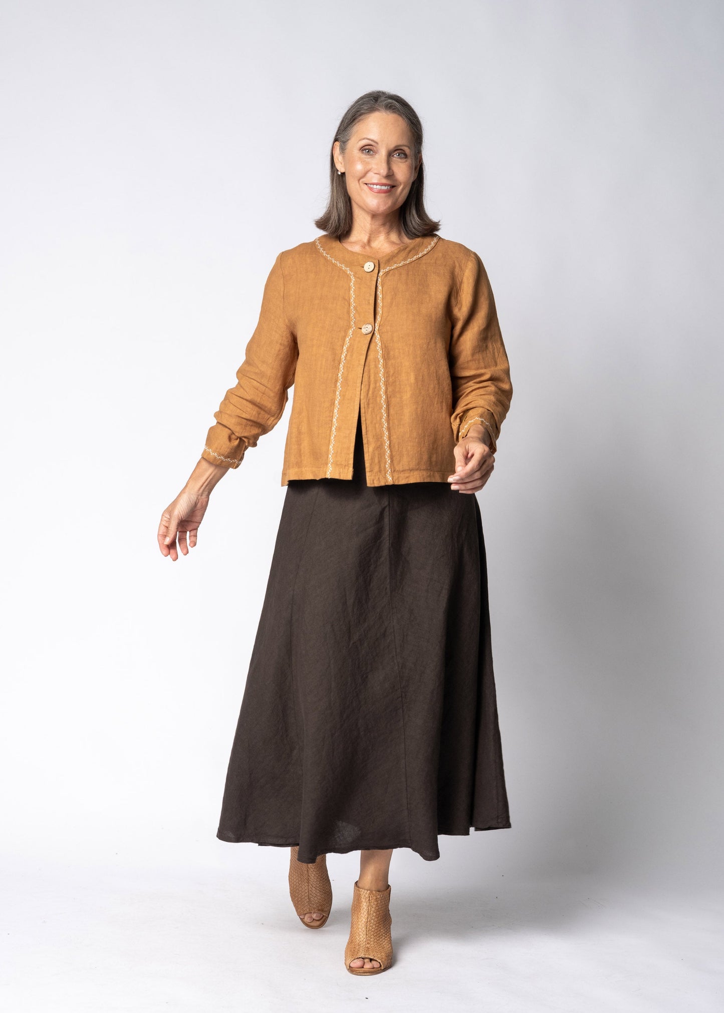 Teresa Linen Jacket in Sahara Sand
