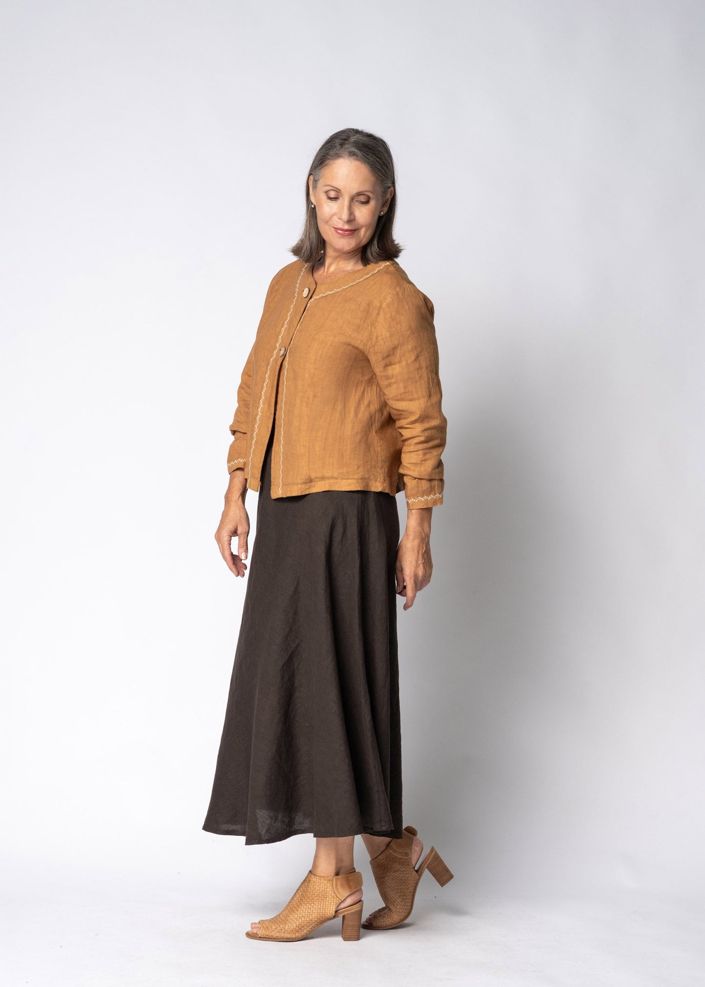 Teresa Linen Jacket in Sahara Sand