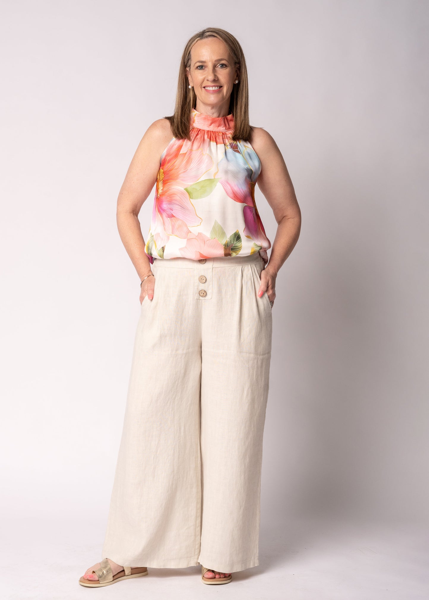 Renata Linen Pants in Latte