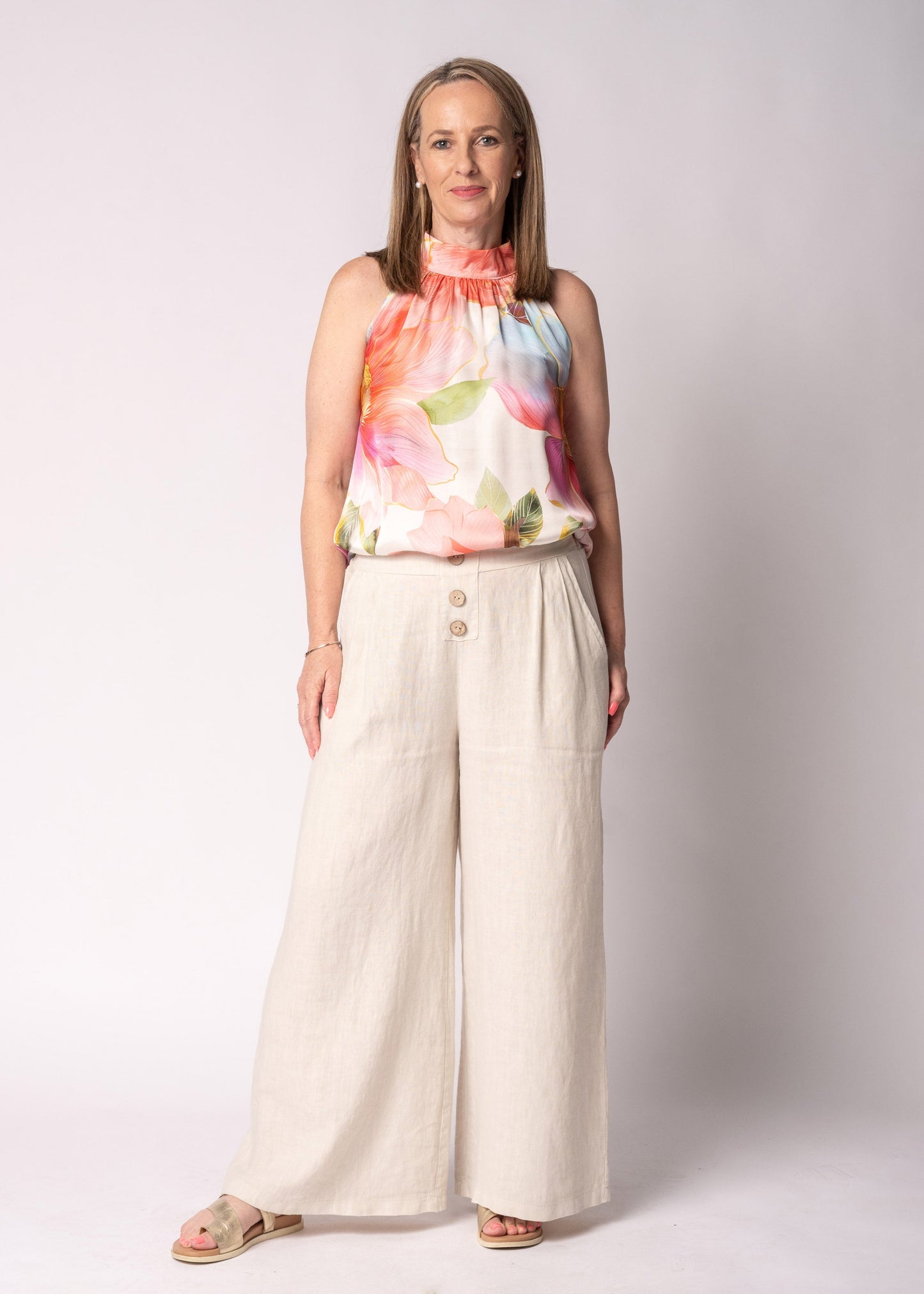 Renata Linen Pants in Latte