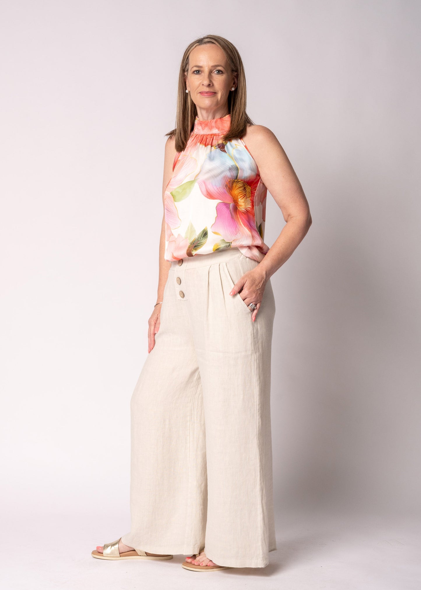 Renata Linen Pants in Latte
