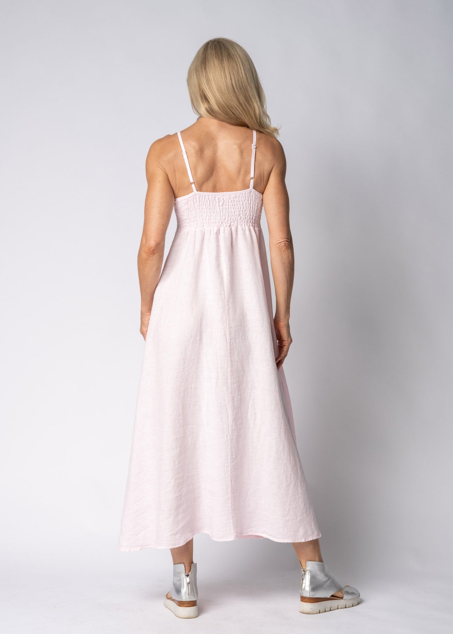 Adelina Linen Dress in Modena Pink