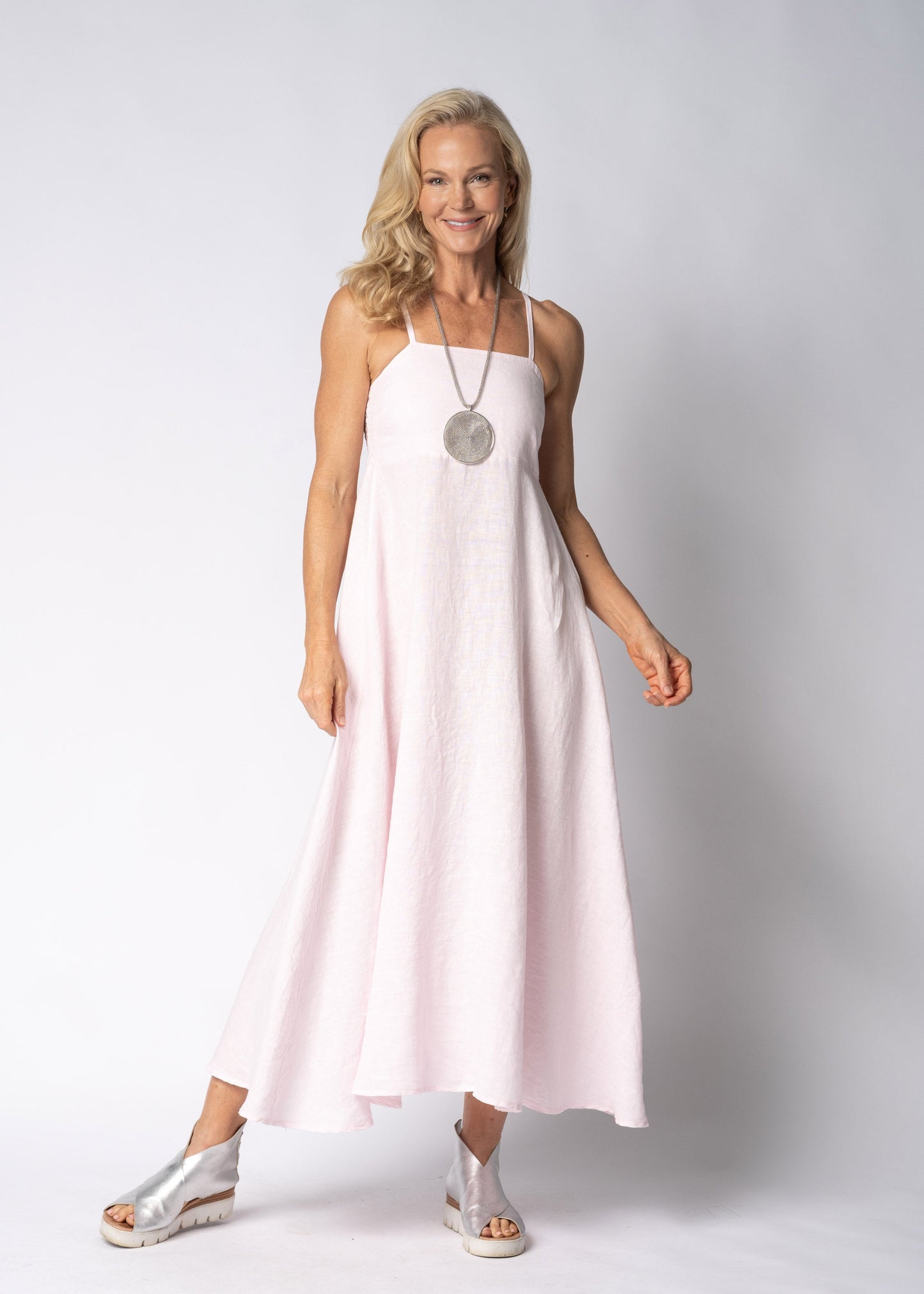 Adelina Linen Dress in Modena Pink