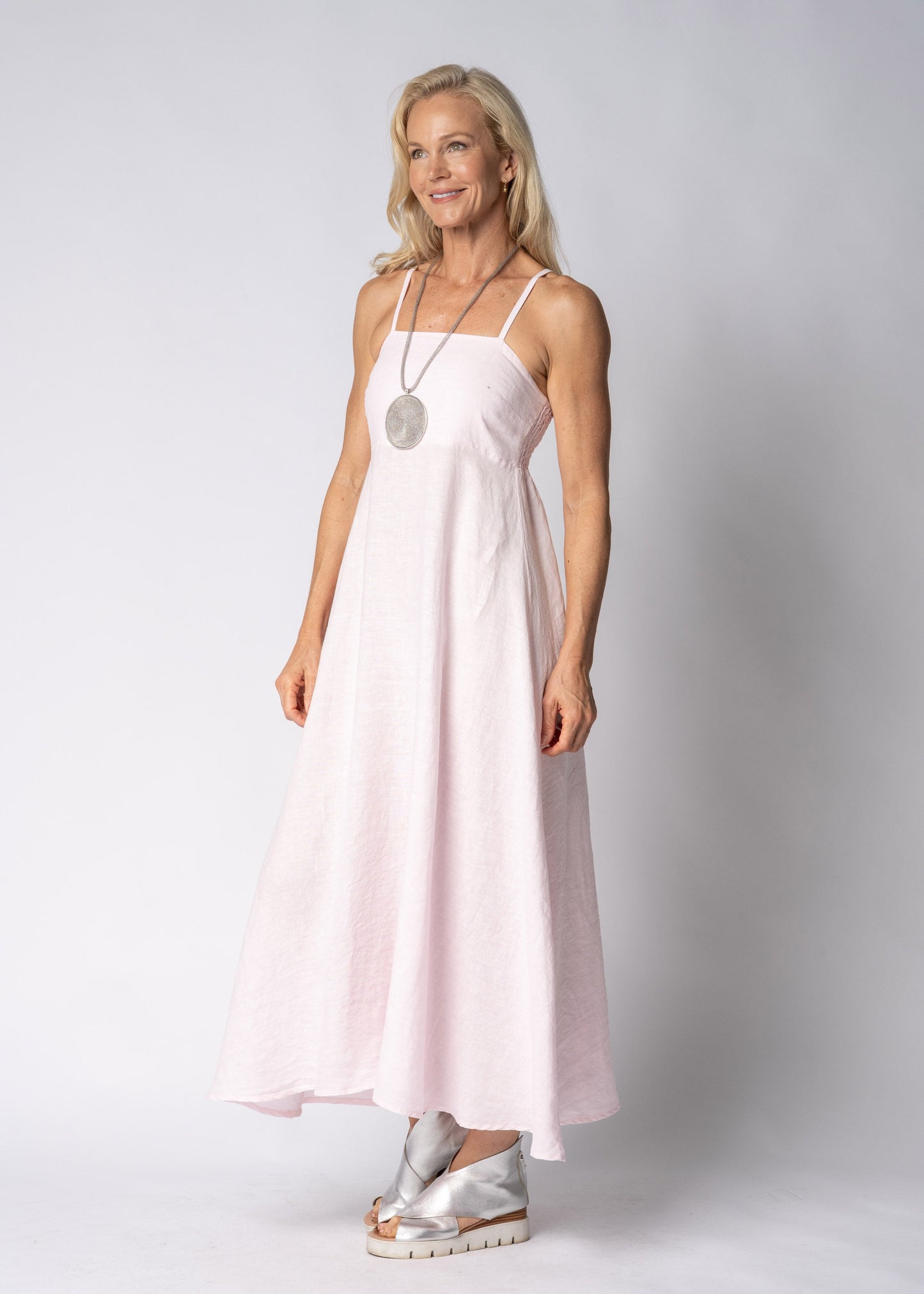 Adelina Linen Dress in Modena Pink