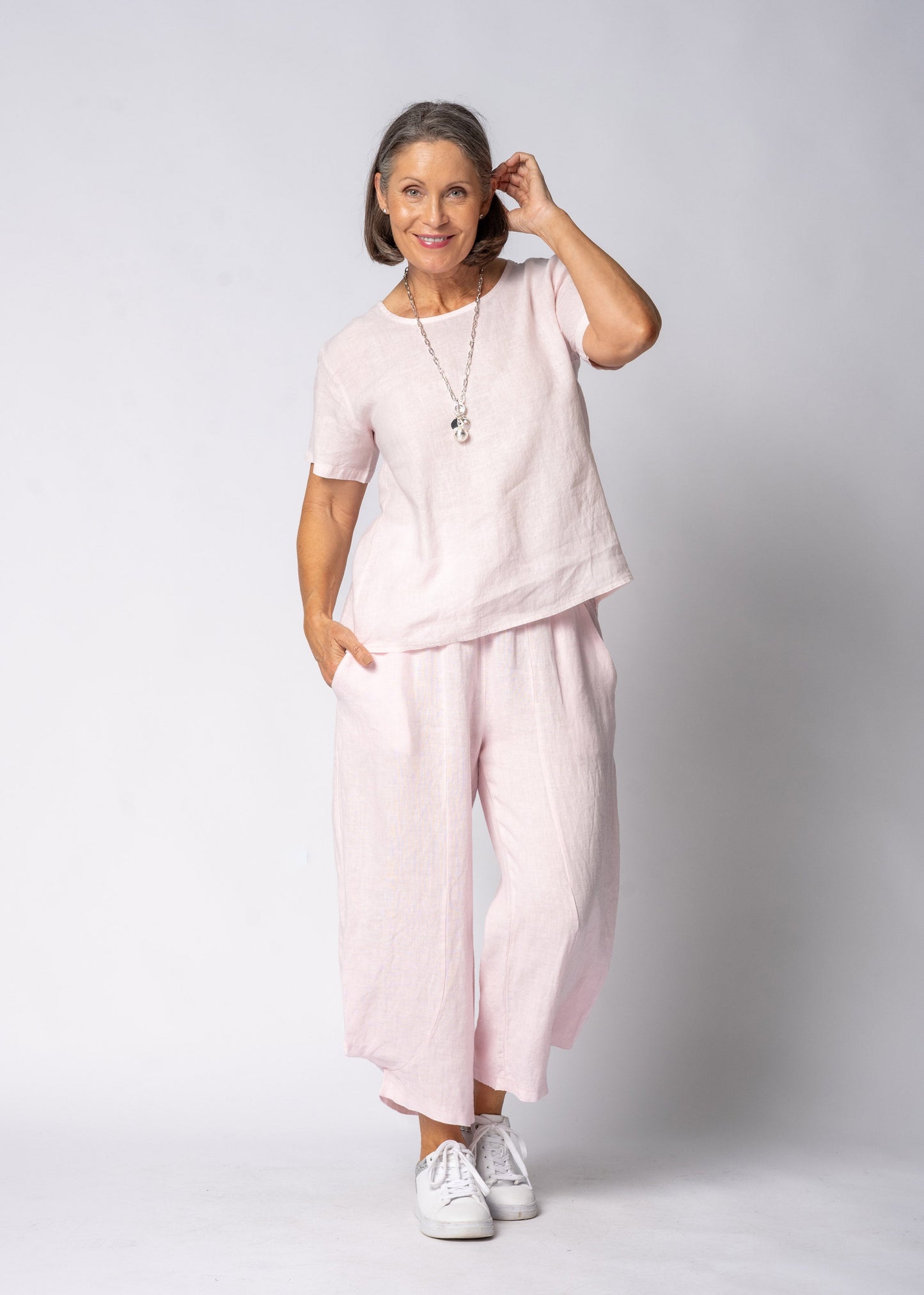 Addison Linen Pant in Modena Pink