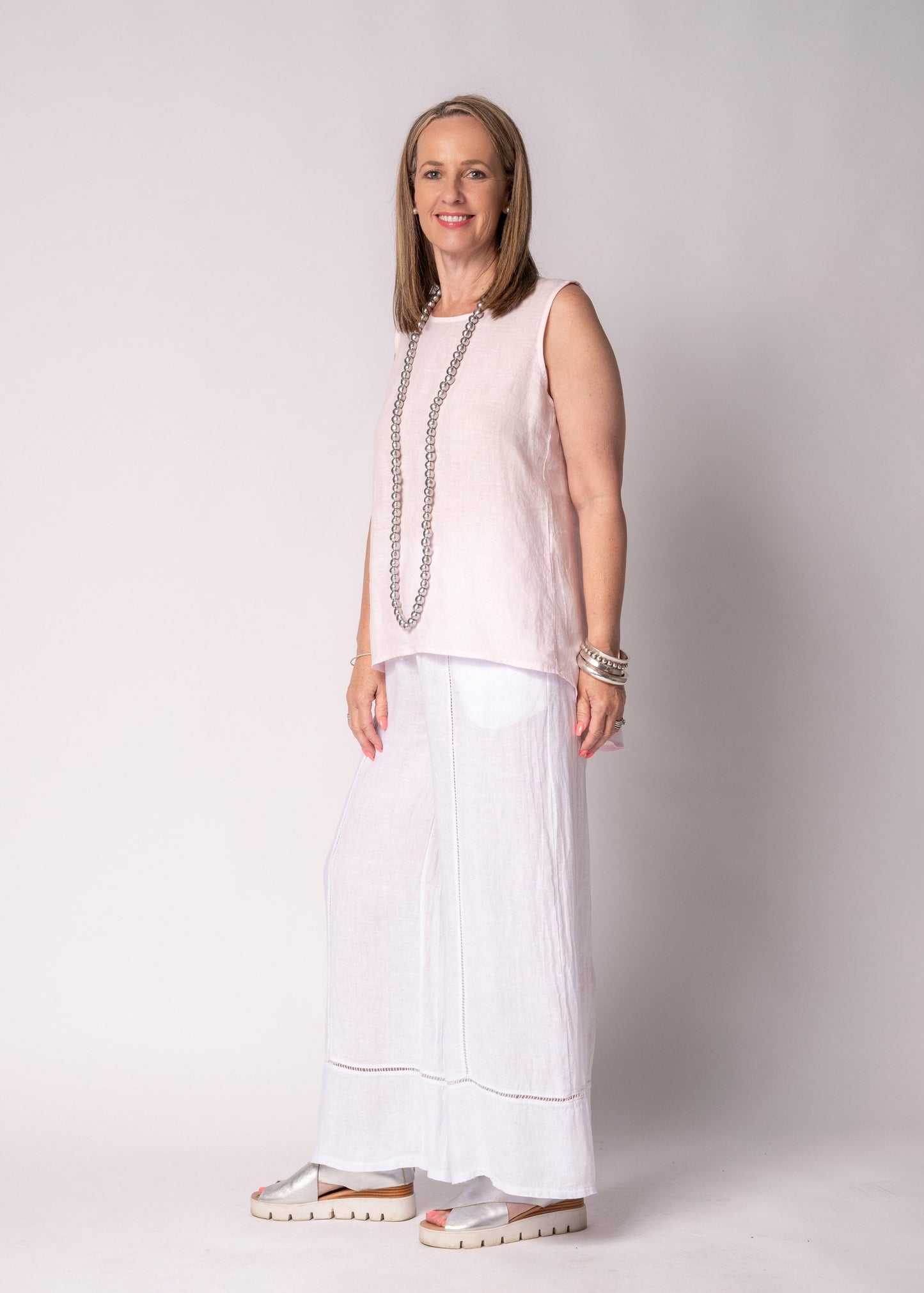 Saphina Linen Pants in White