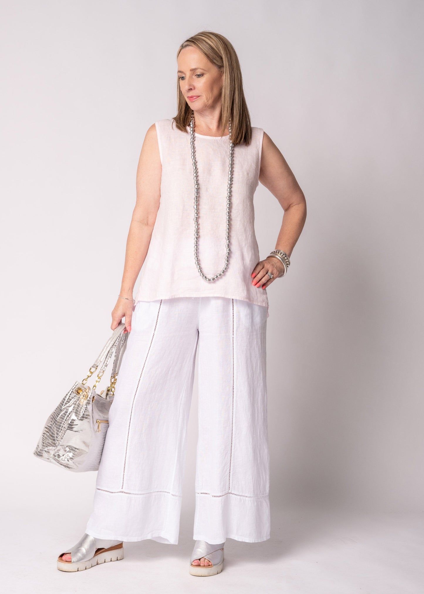 Saphina Linen Pants in White