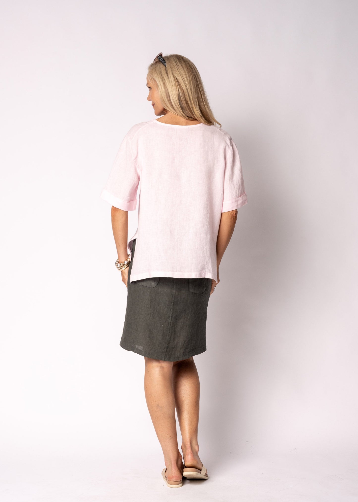 Vionette Linen Top in Modena Pink