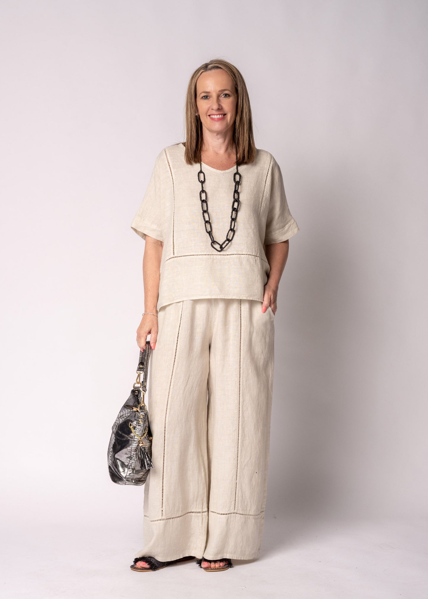 Saphina Linen Pants in Latte
