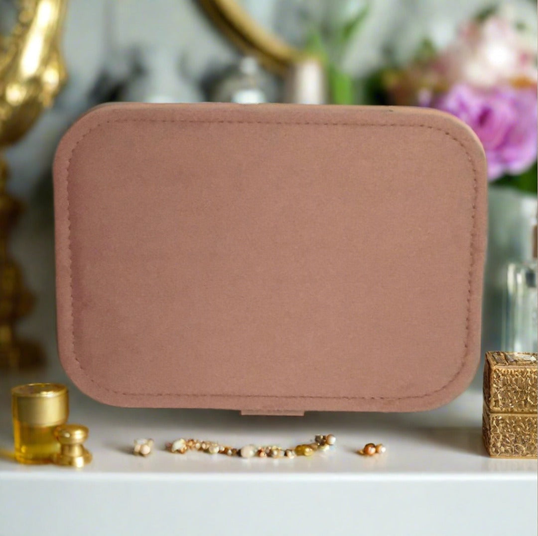 Velvet Jewellery Box - Plain - Pink - For Dresser or Travel - Cheeky Goddess