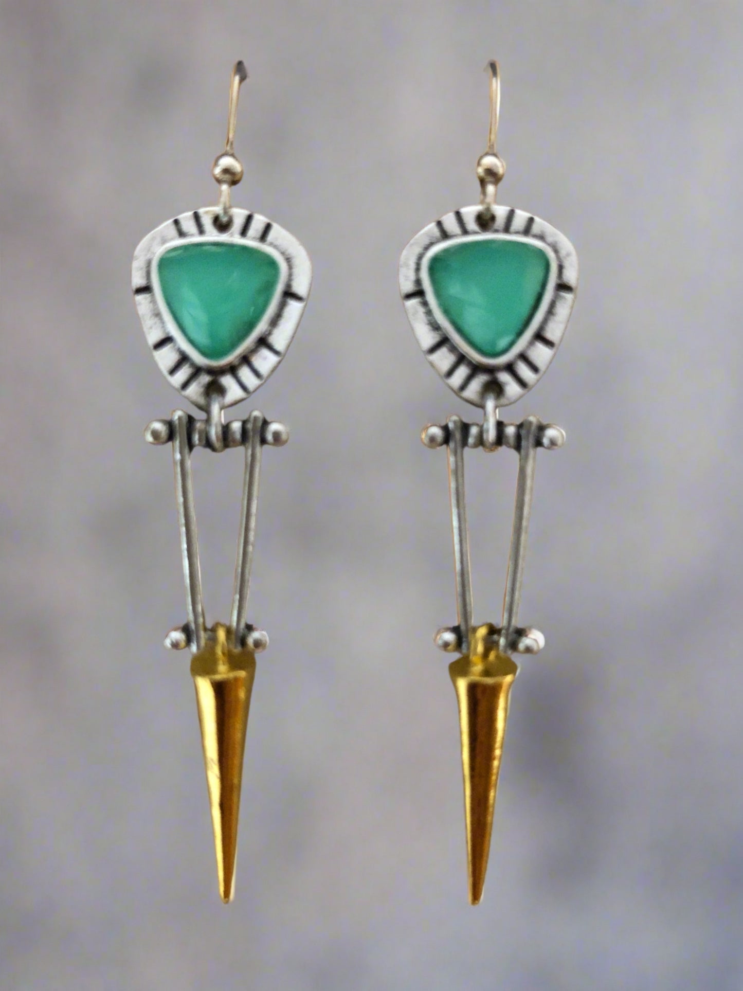 Drop Earrings with Green and Gold Accents - Cheeky Goddess