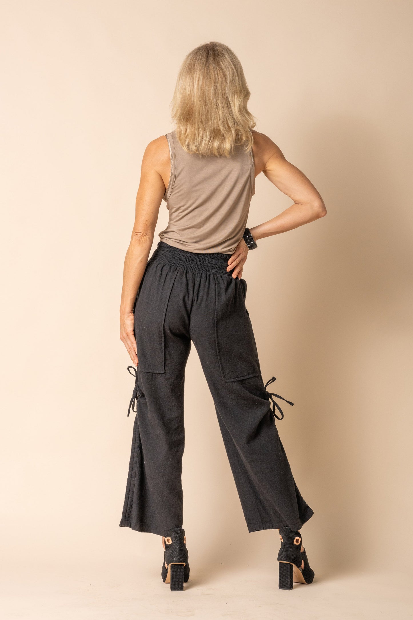 Hugo Linen Blend Pant in Onyx
