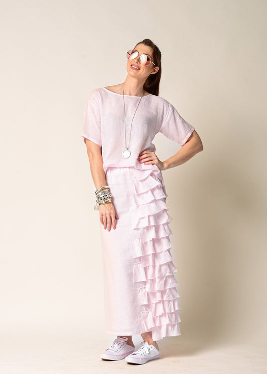 Eve Linen Skirt in Blush