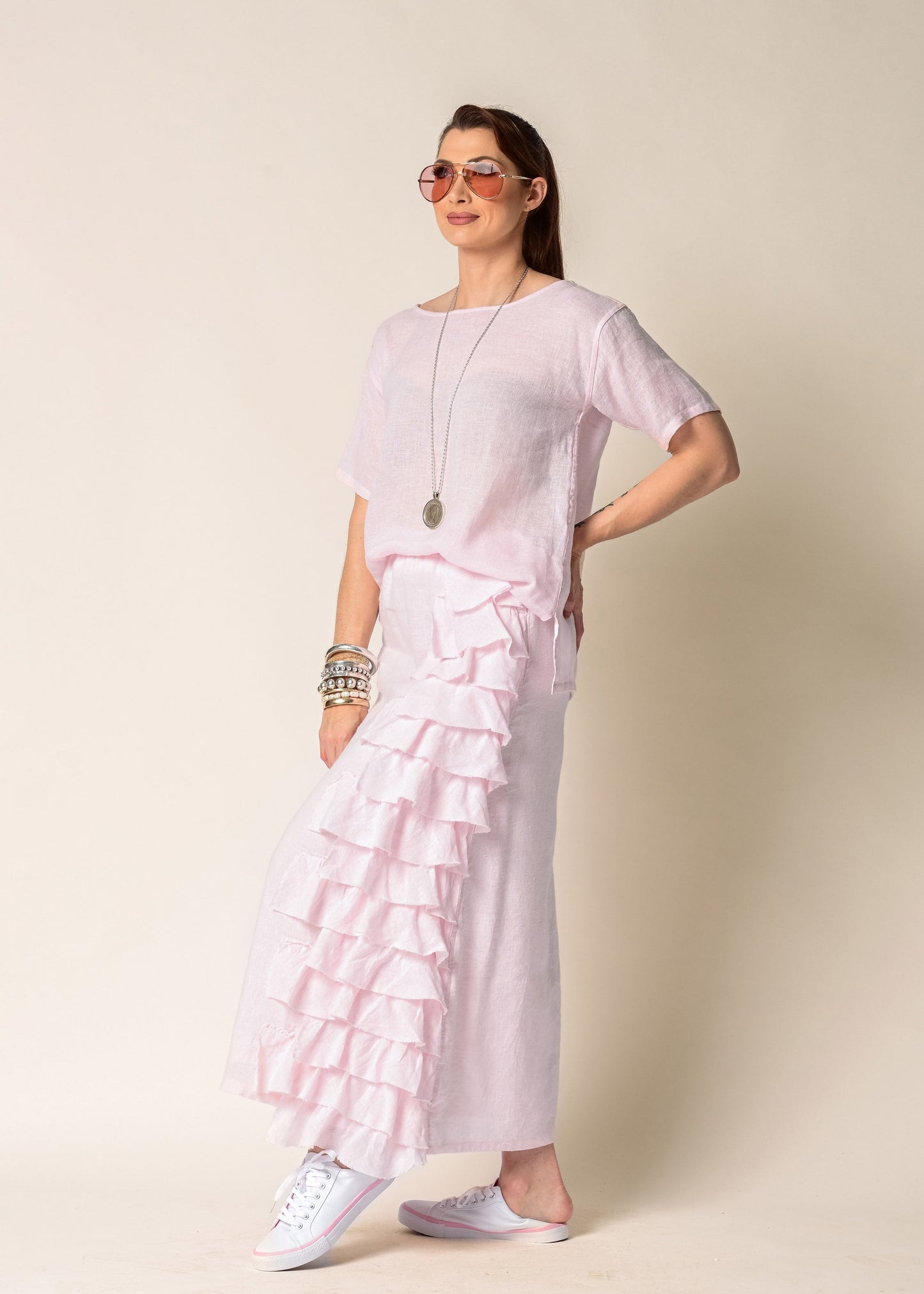 Lainey Linen Top in Blush