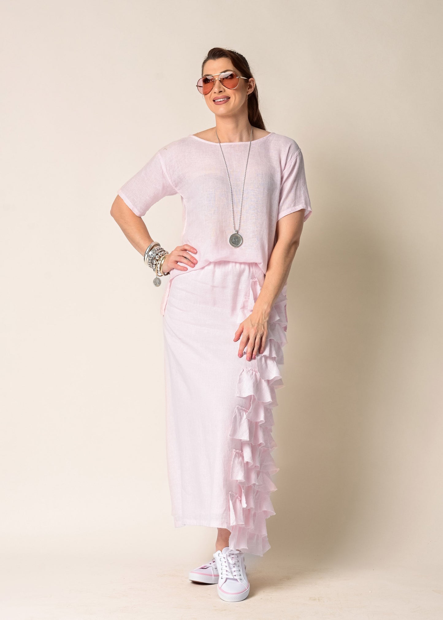 Lainey Linen Top in Blush