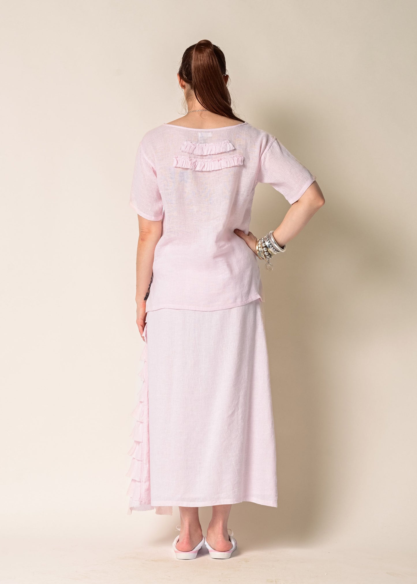 Lainey Linen Top in Blush
