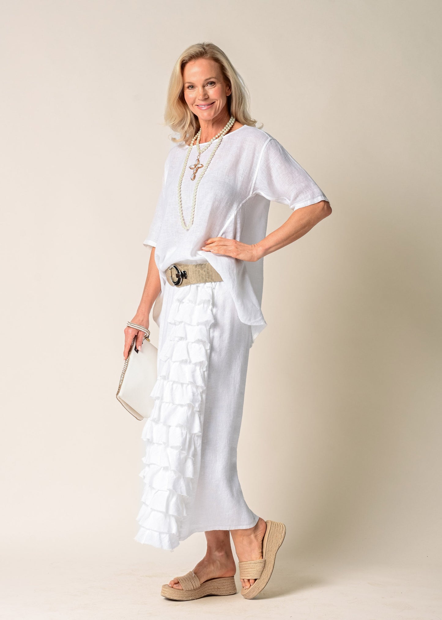 Eve Linen Skirt in White