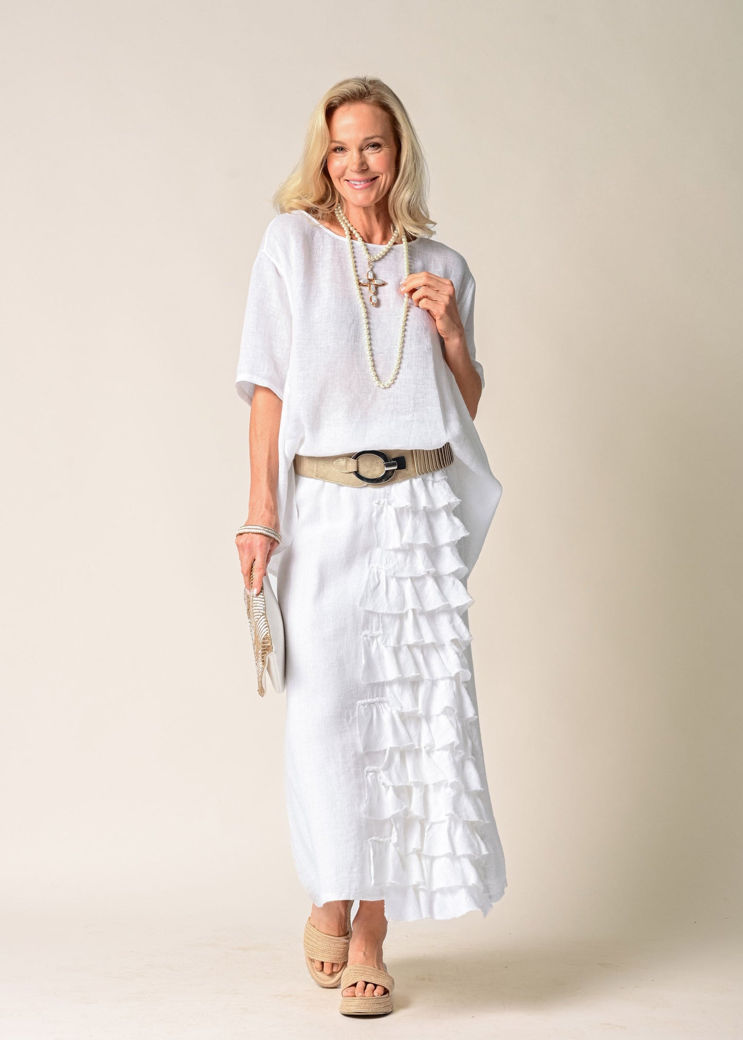 Eve Linen Skirt in White