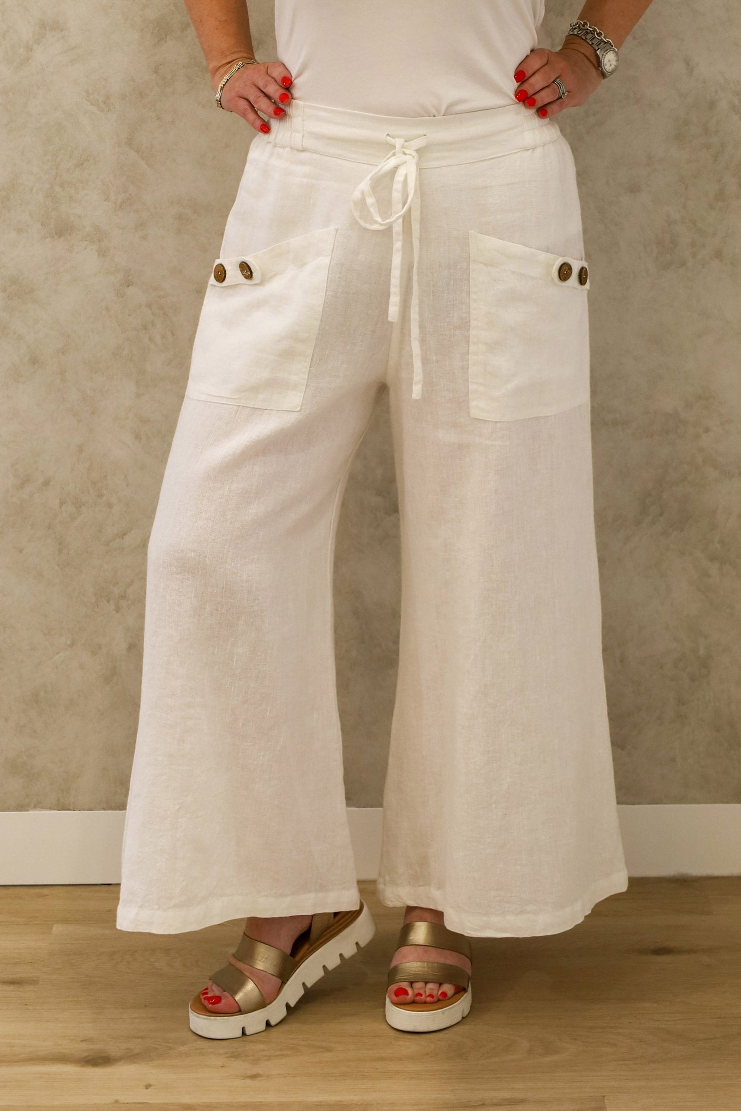Annalise Linen Pant in White