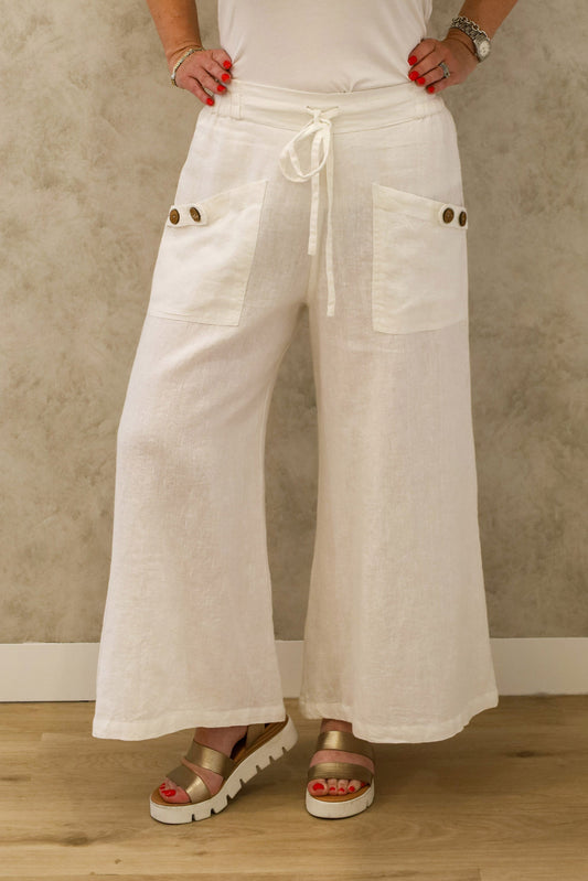 Annalise Linen Pant in White