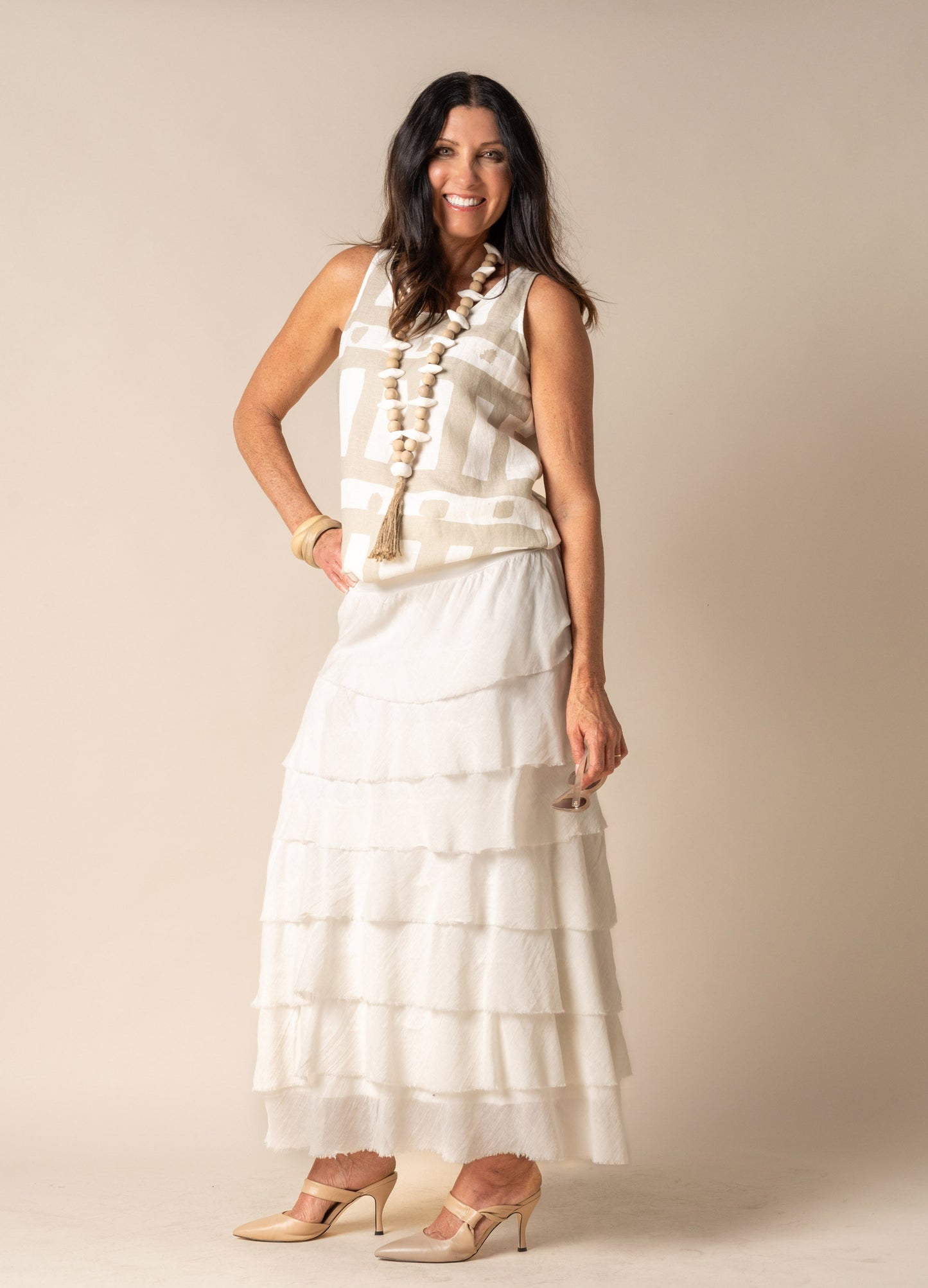 Calista Cotton Skirt in Cream