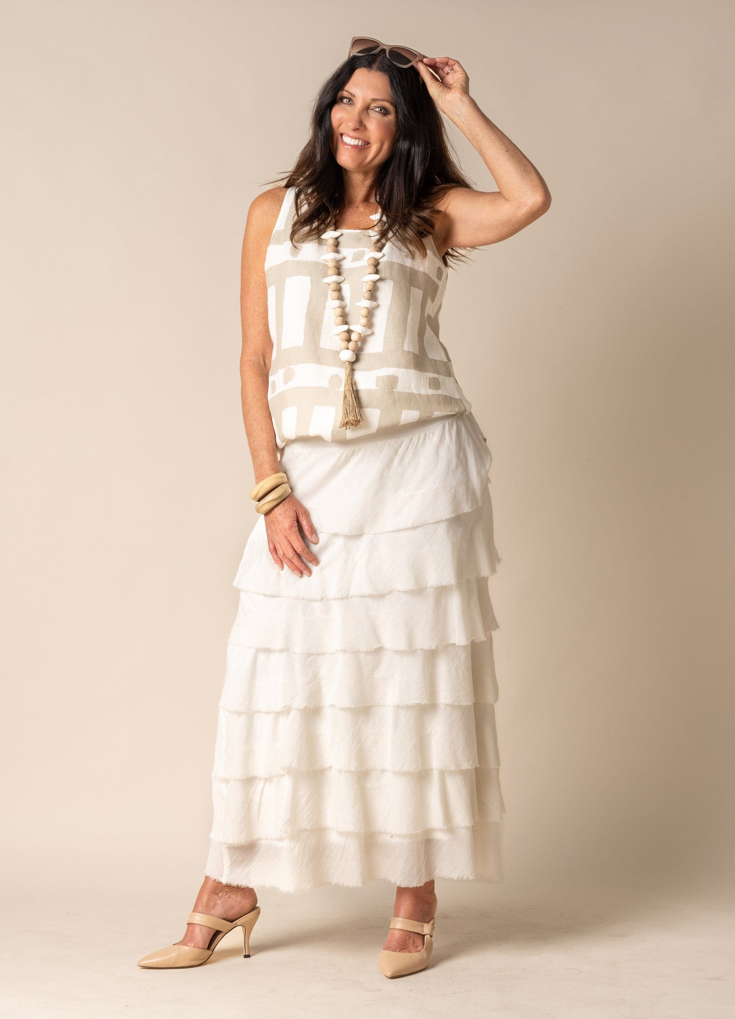 Calista Cotton Skirt in Cream