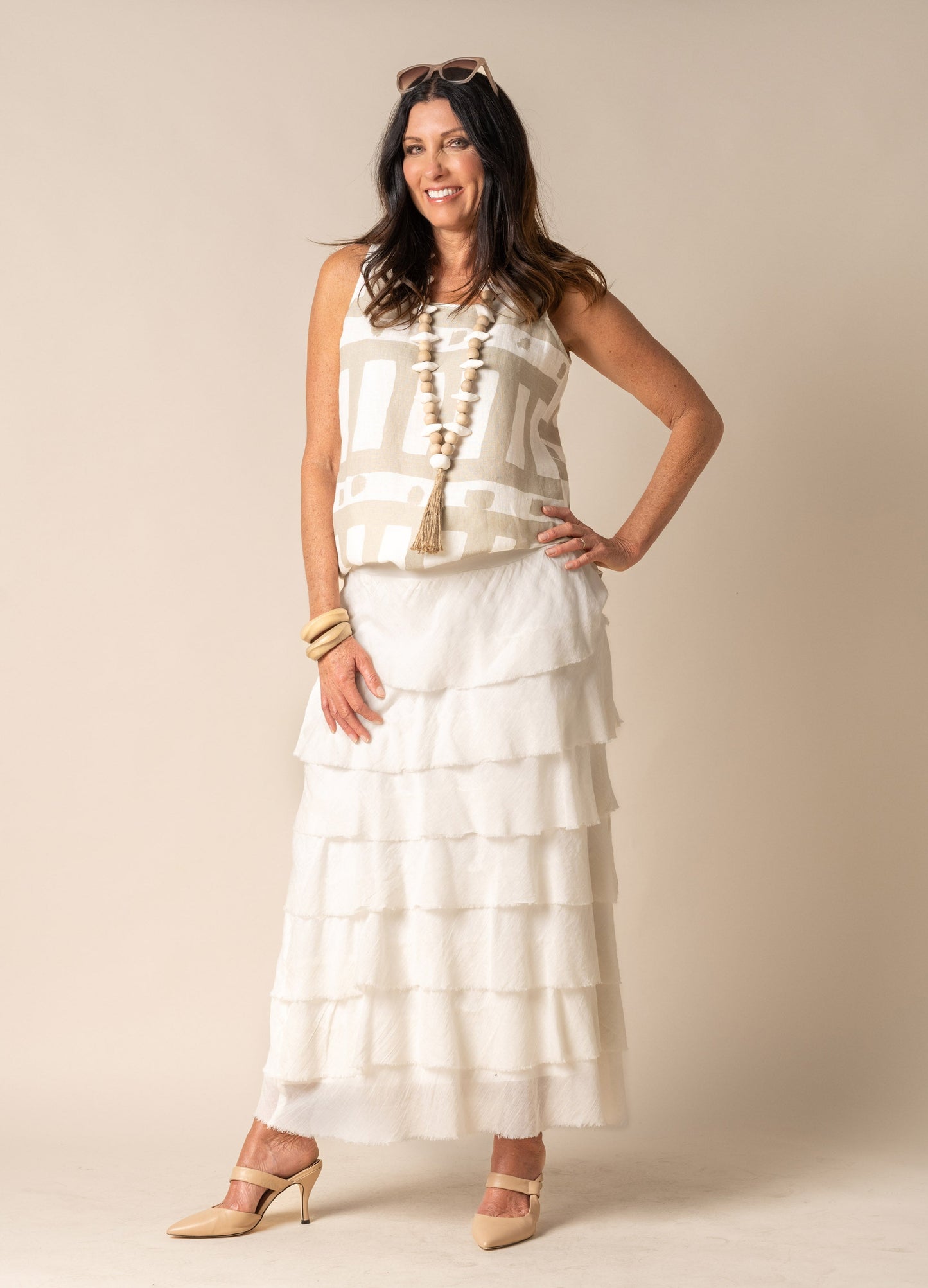 Calista Cotton Skirt in Cream