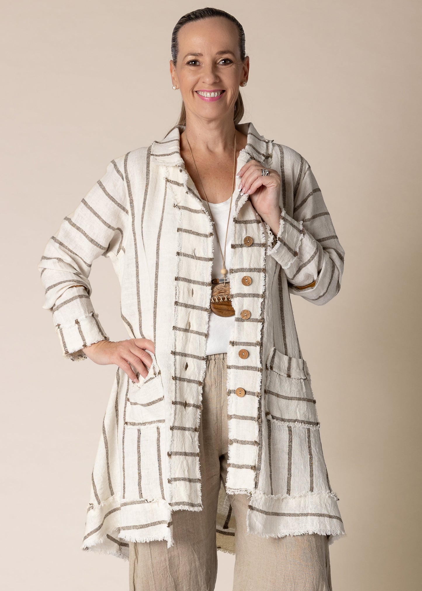 Elodie Linen Jacket in Cream