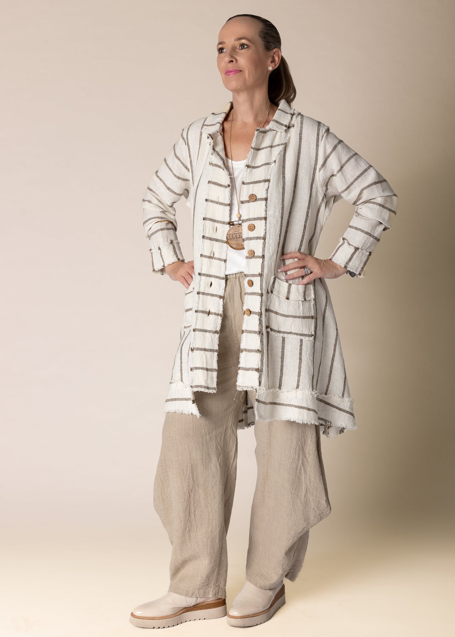 Elodie Linen Jacket in Cream