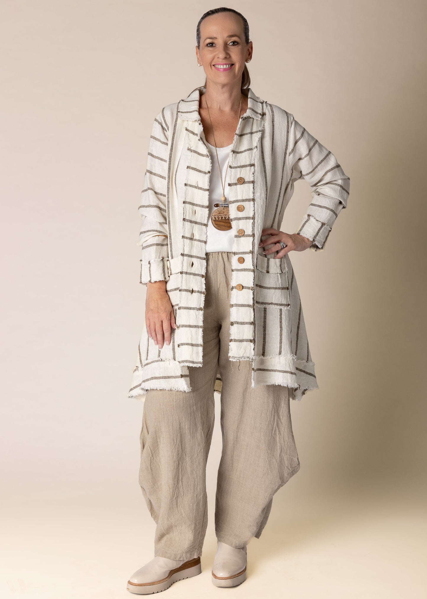 Elodie Linen Jacket in Cream