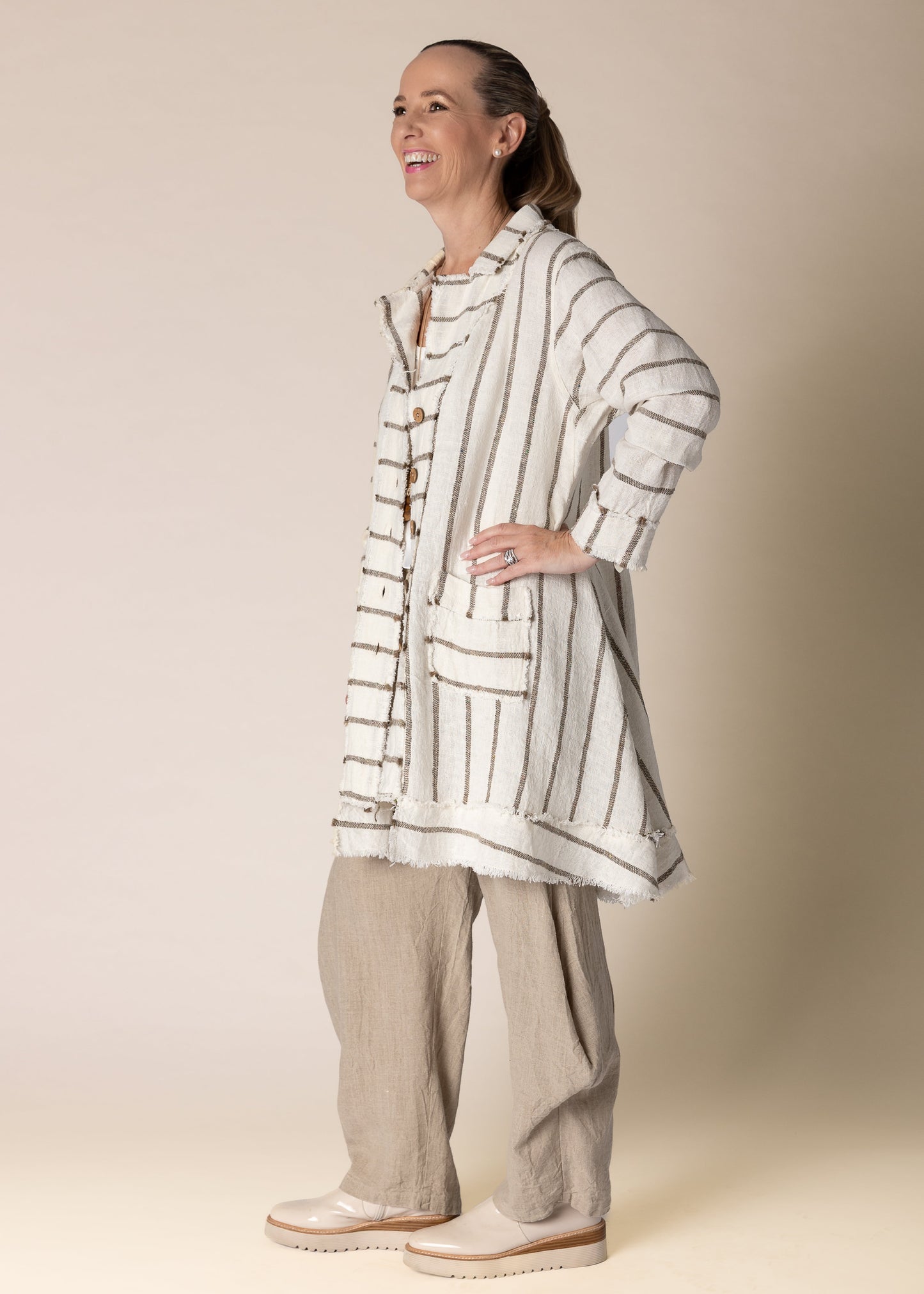 Elodie Linen Jacket in Cream