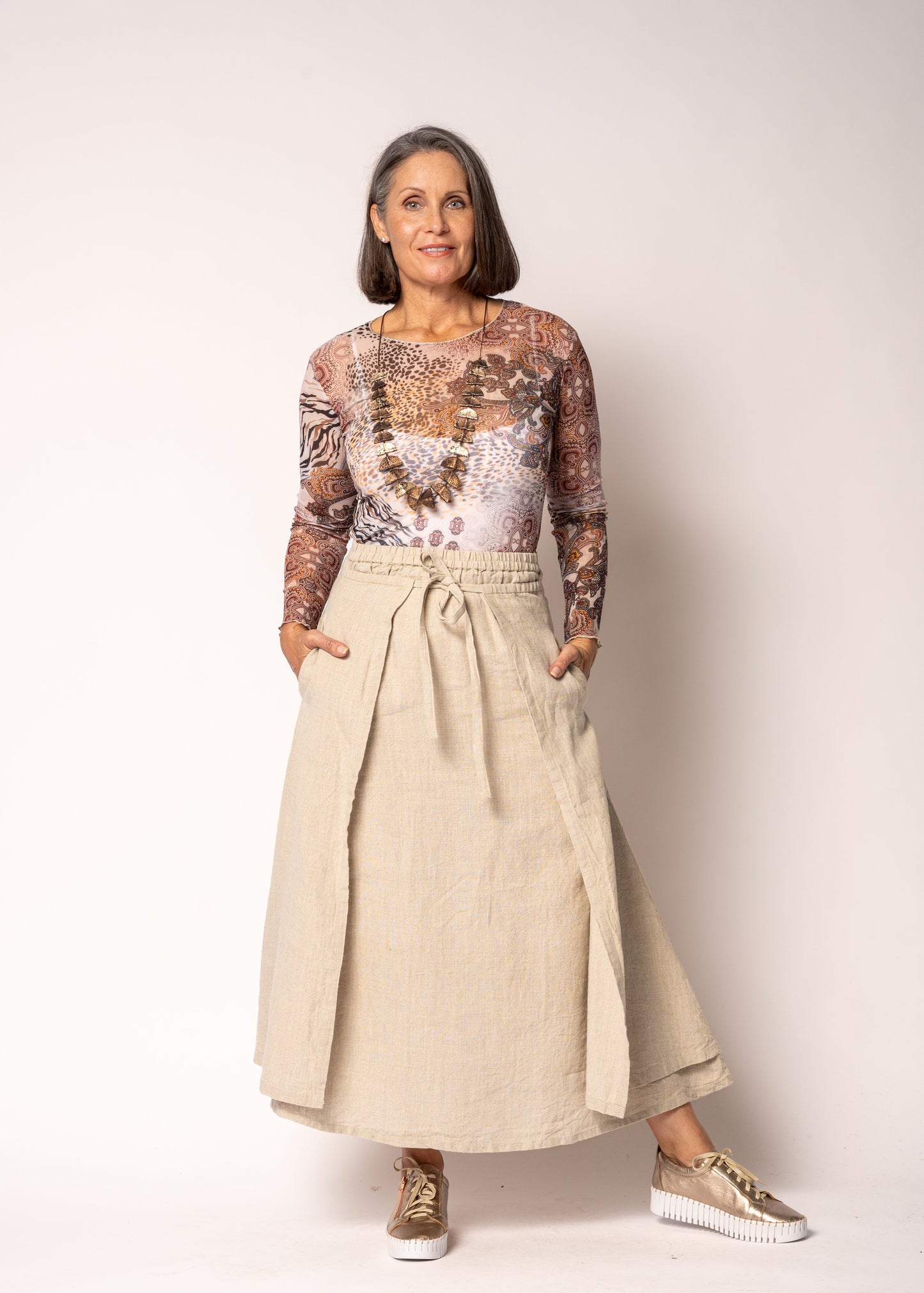 Remington Linen Skirt in Latte