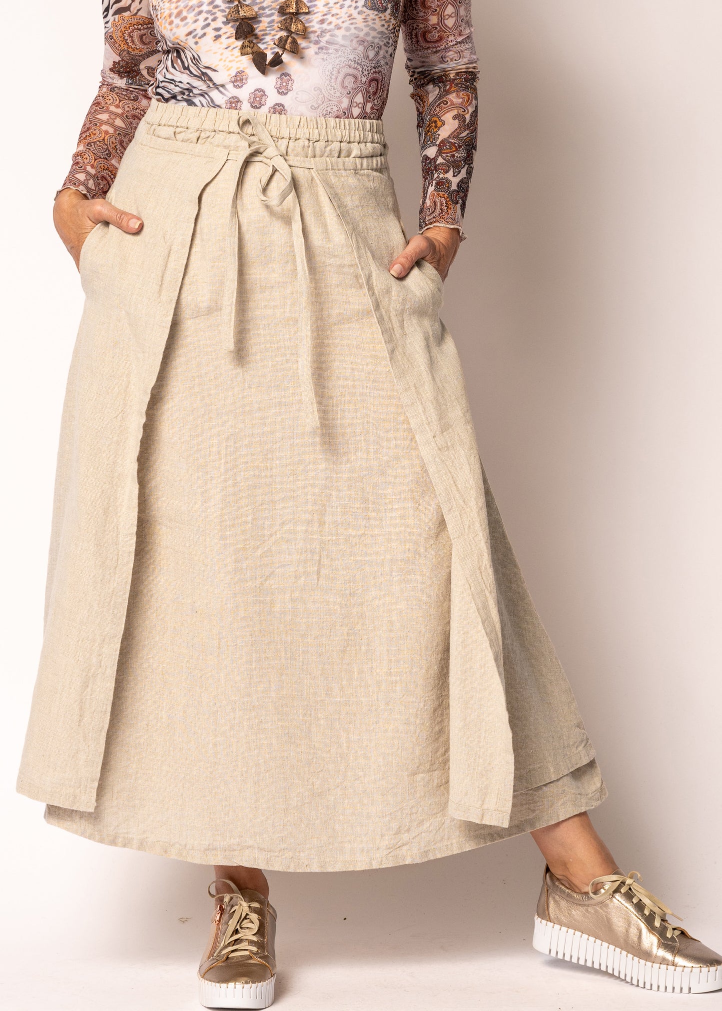 Remington Linen Skirt in Latte