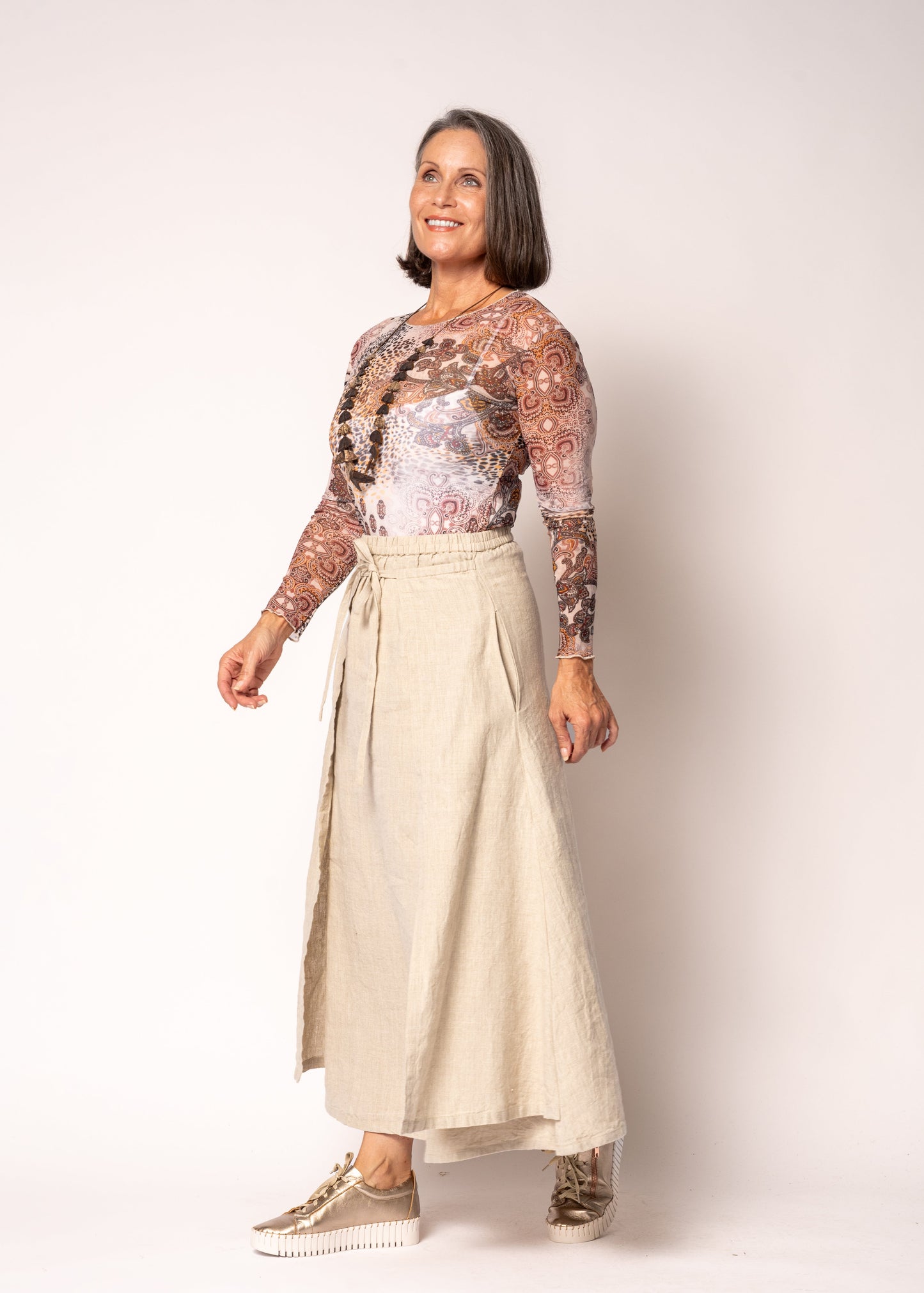 Remington Linen Skirt in Latte