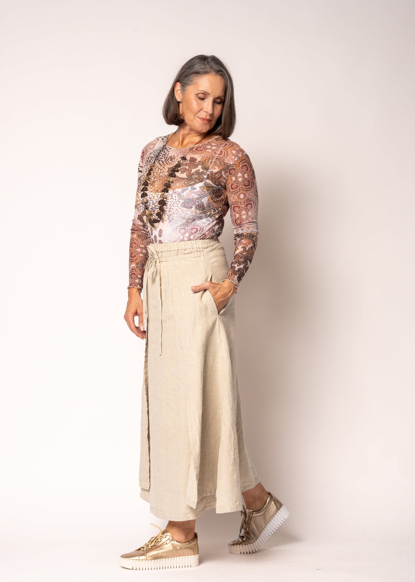 Remington Linen Skirt in Latte