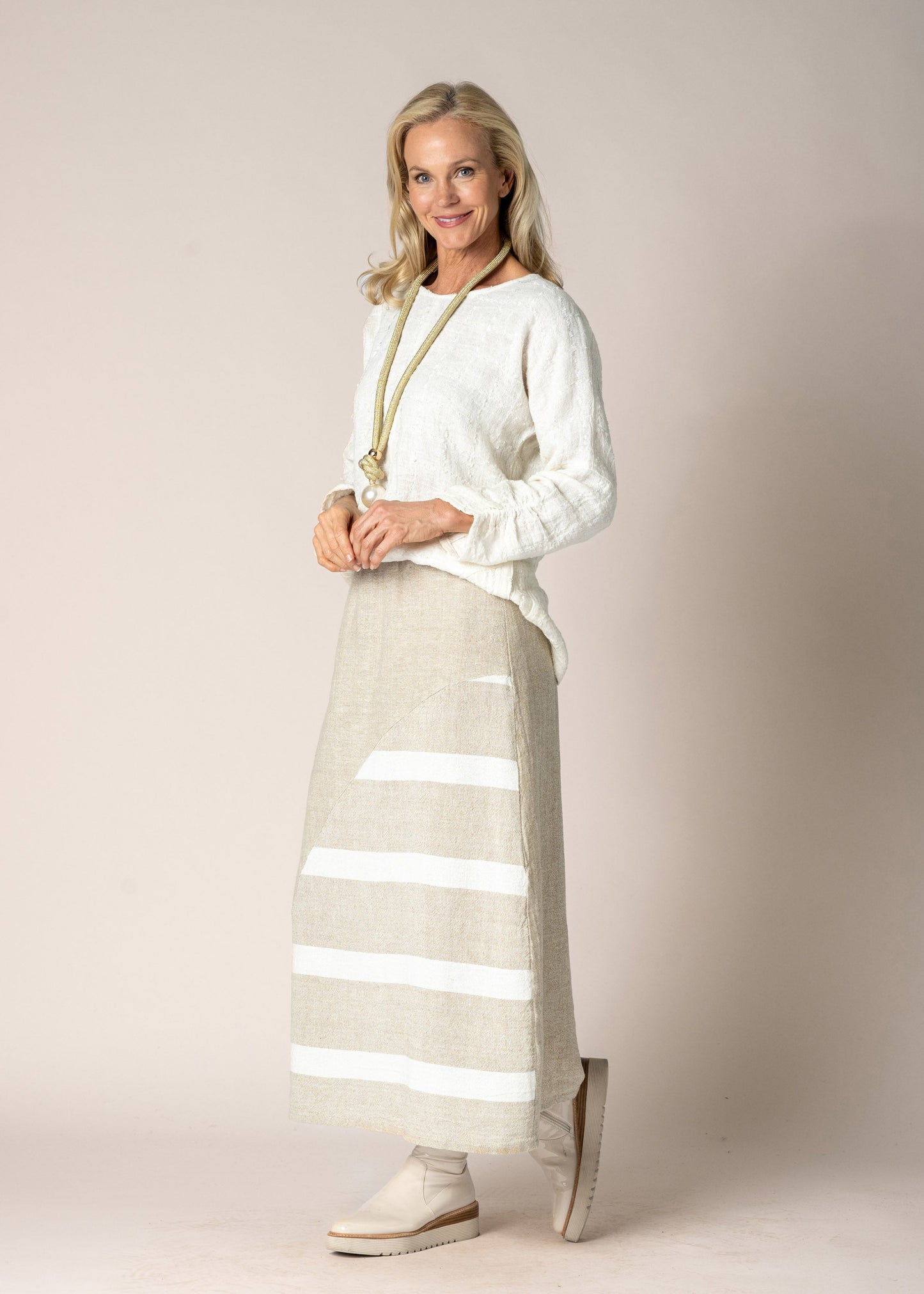 Verity Linen Skirt in Latte