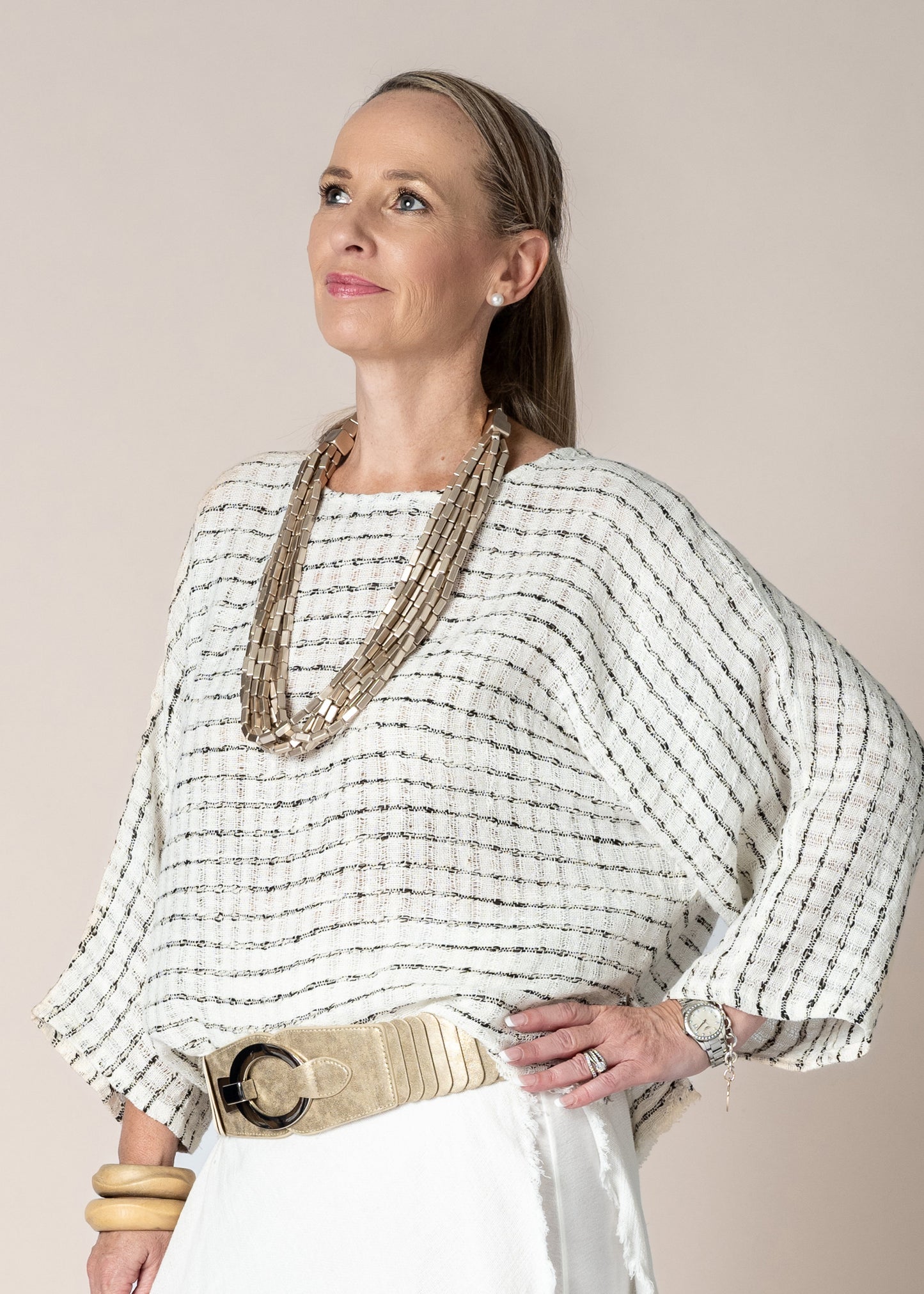 Naida Linen Top in Cream