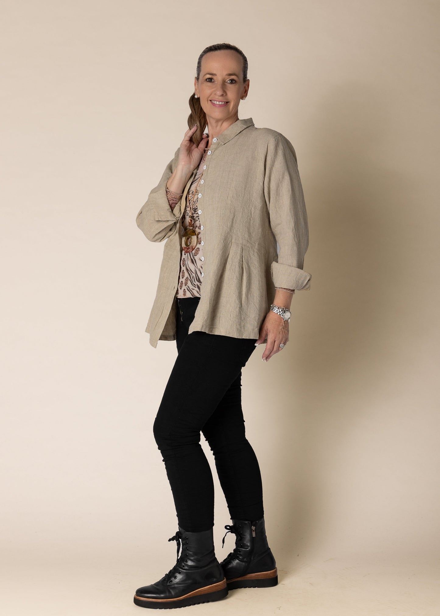 Lilou Linen Top in Latte