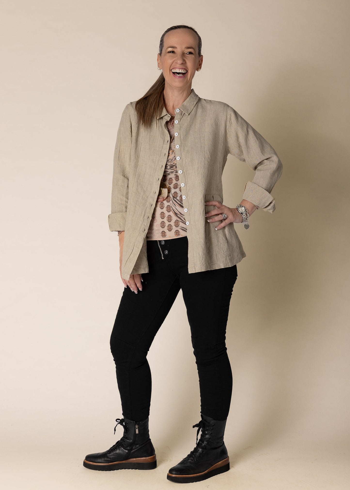 Lilou Linen Top in Latte
