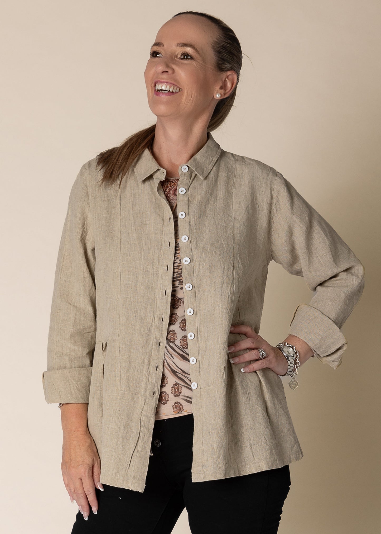 Lilou Linen Top in Latte