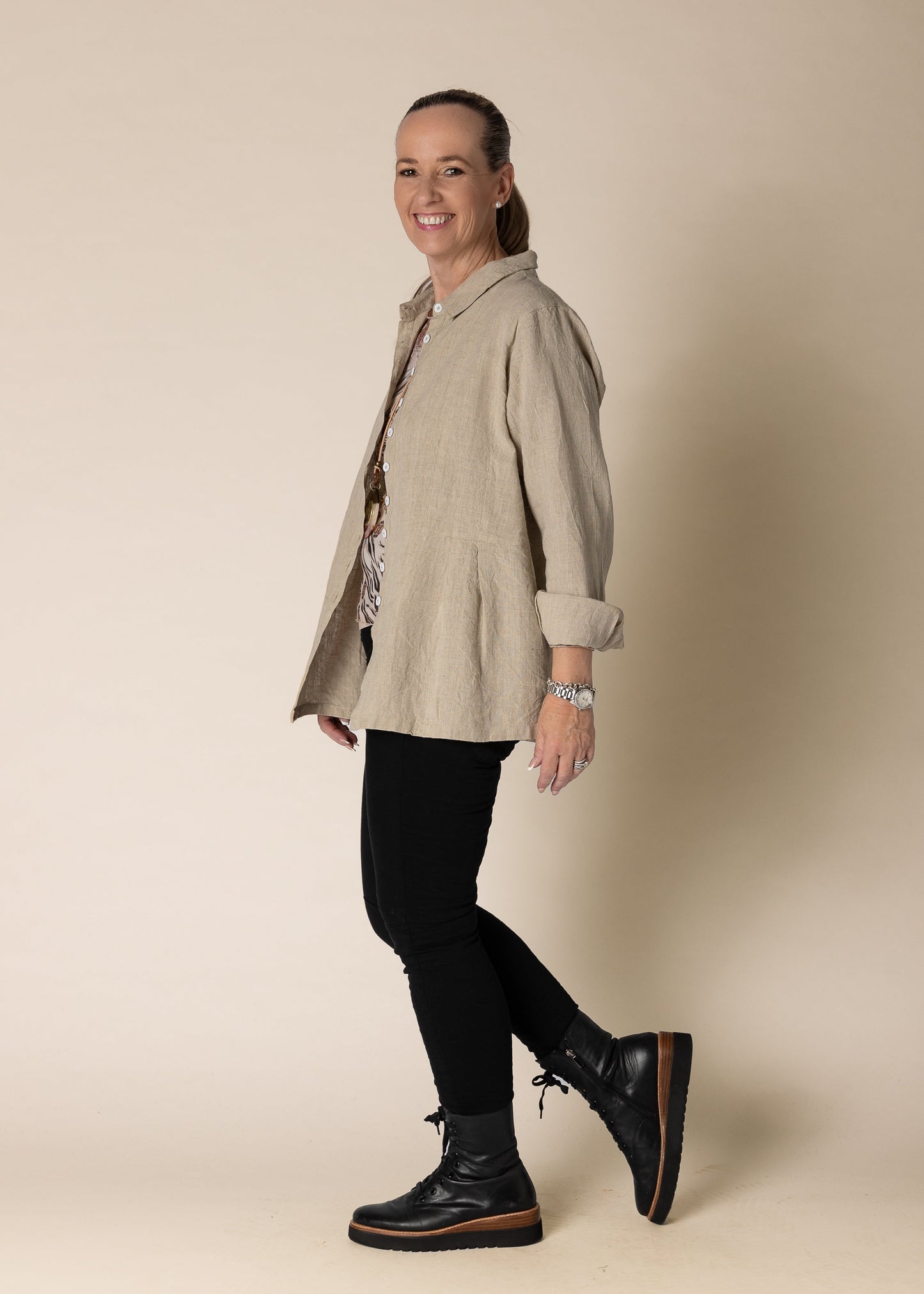 Lilou Linen Top in Latte
