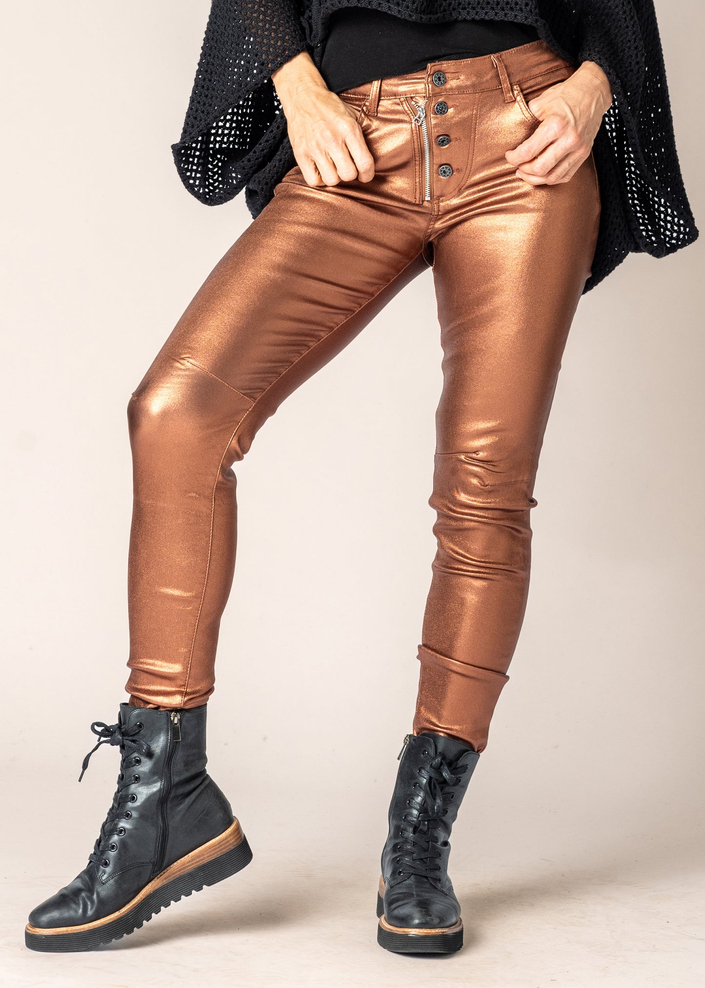 Charlene Metallic Pants in Bronze