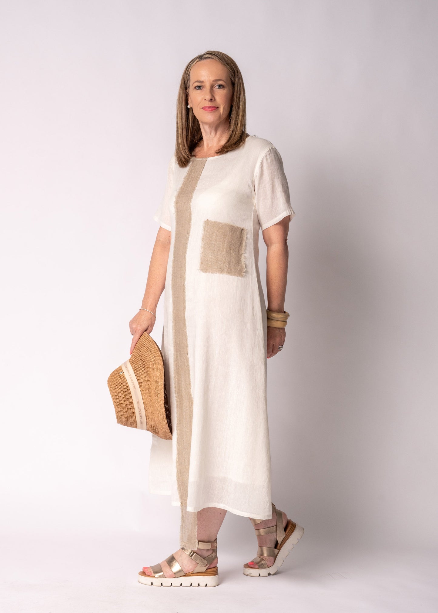 Sophia Linen Dress in Cream
