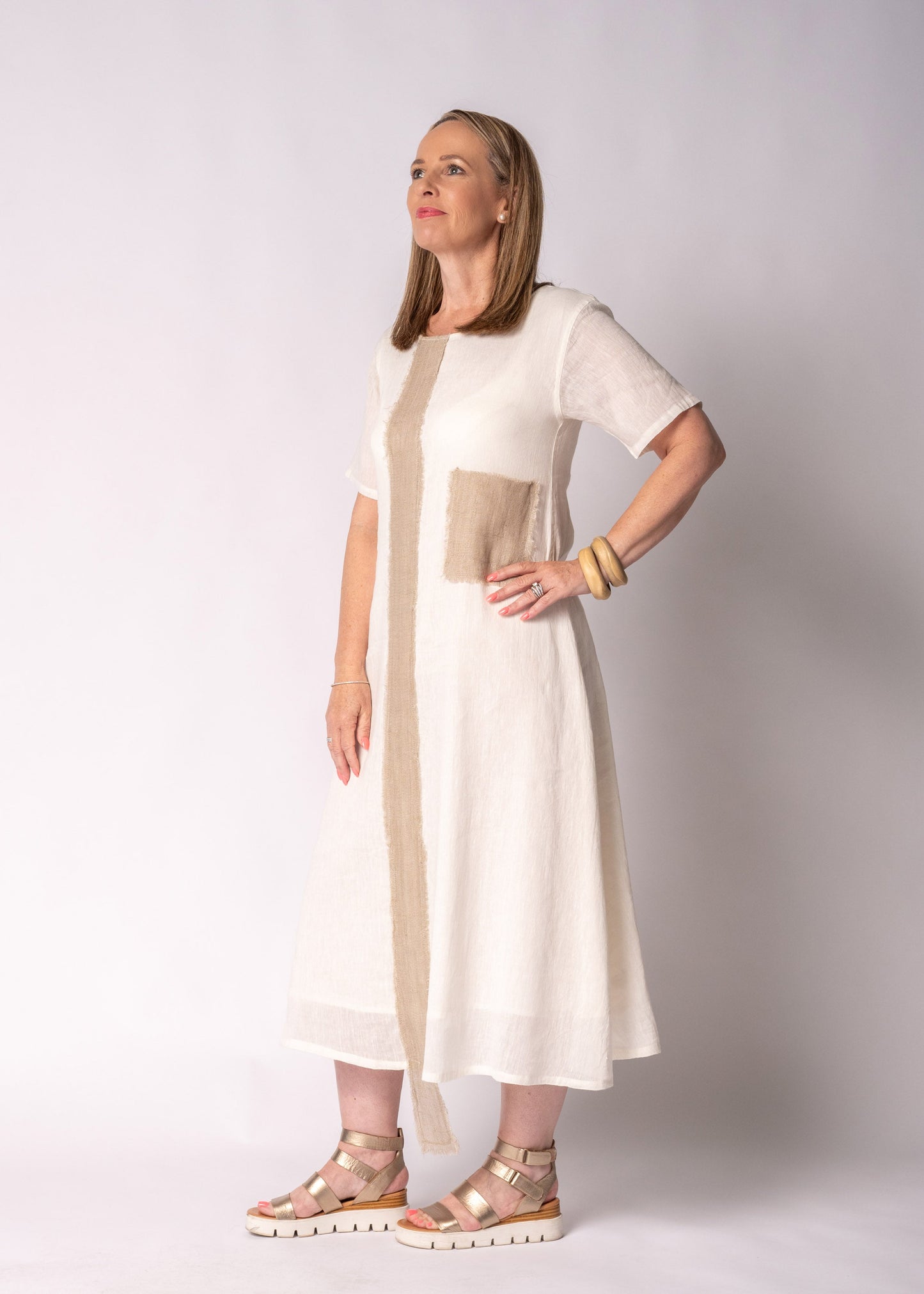 Sophia Linen Dress in Cream