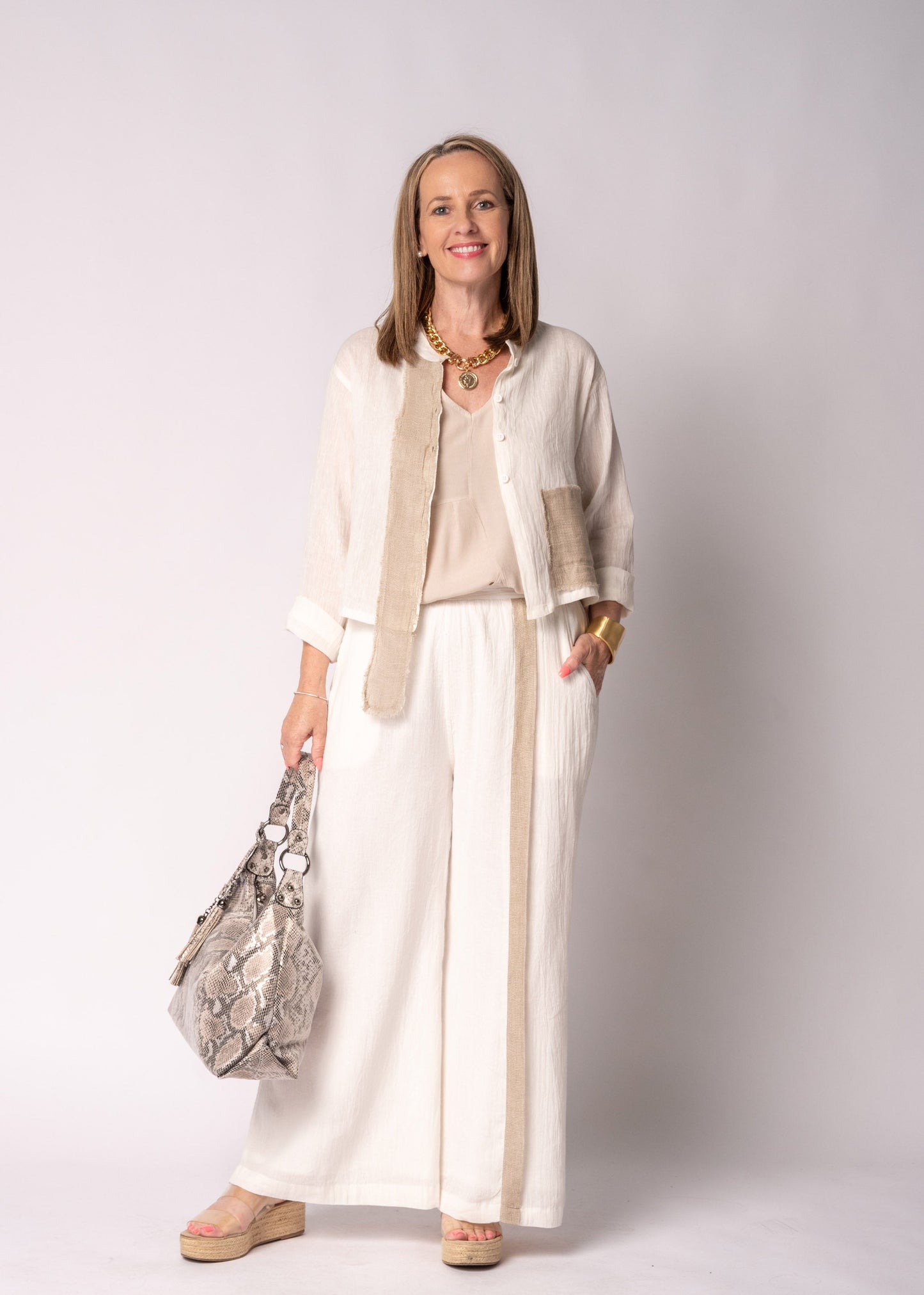 Emery Linen Top in Cream